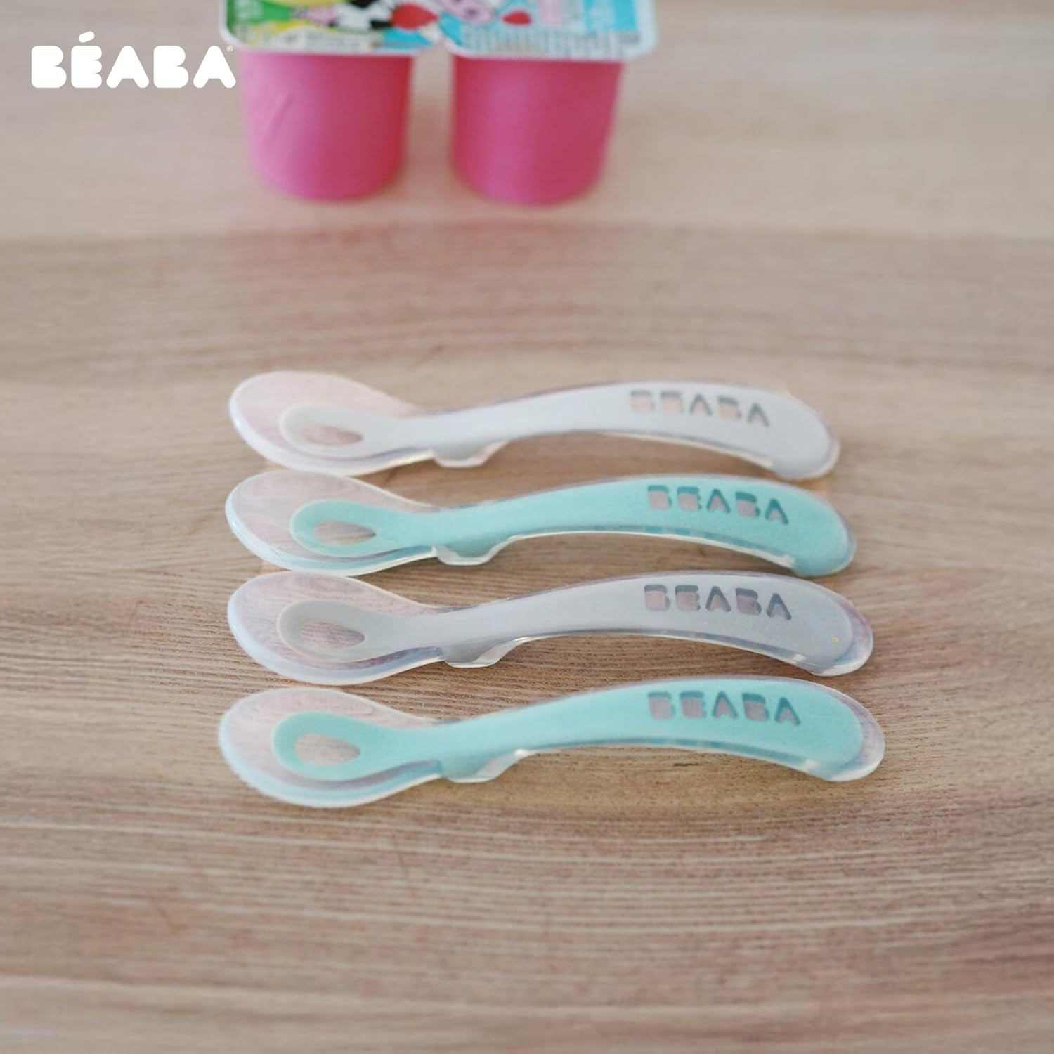 Beaba 2Nd Stage Soft Silicone Spoons, Velvet Grey/Sage Green (4-Piece Set) image number 1