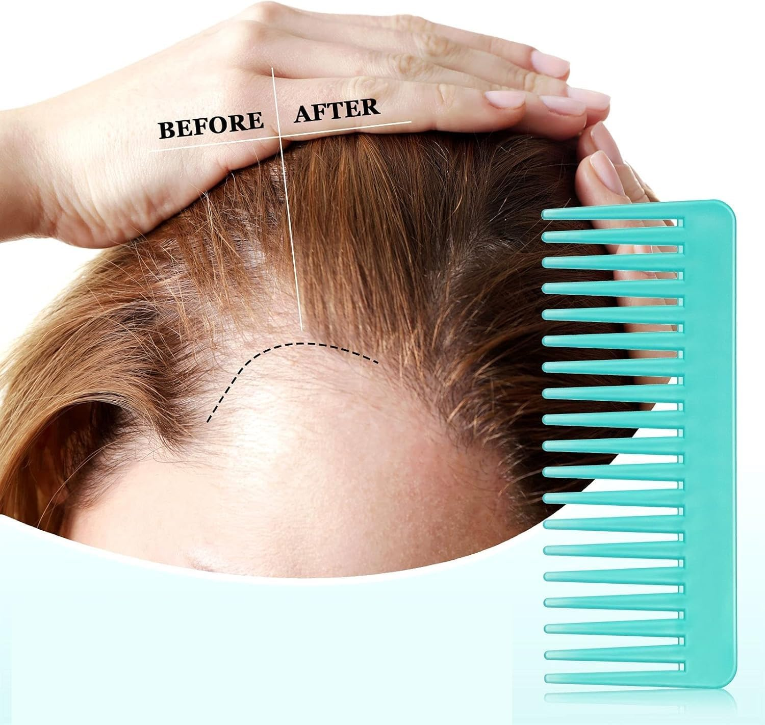 Large Hair Detangling Comb, Wide Tooth for Curly, Wet Dry Hair, No Handle Detangler Styling Shampoo Comb (Aqua Blue, One Size) image number 2