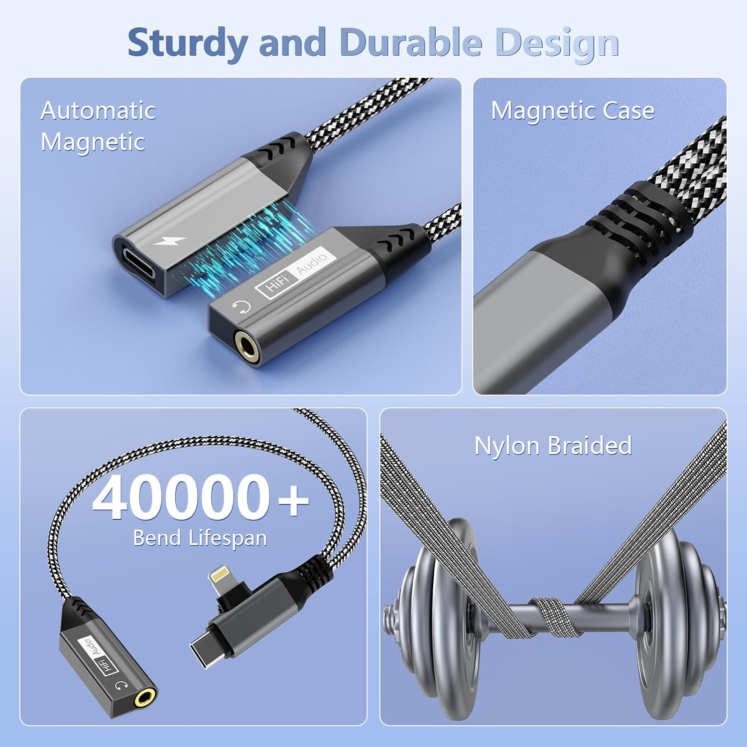 2 in 2 Magnetic Lightning + USB C to 3.5Mm Headphone Jack and Charger Adapter for Iphone, PD60W Hi-Res Aux Audio Headphone Splitter Cable Adapter for Iphone 16 15 14 13 12 11 Xr/Ipad/Ipad/Samsung S25