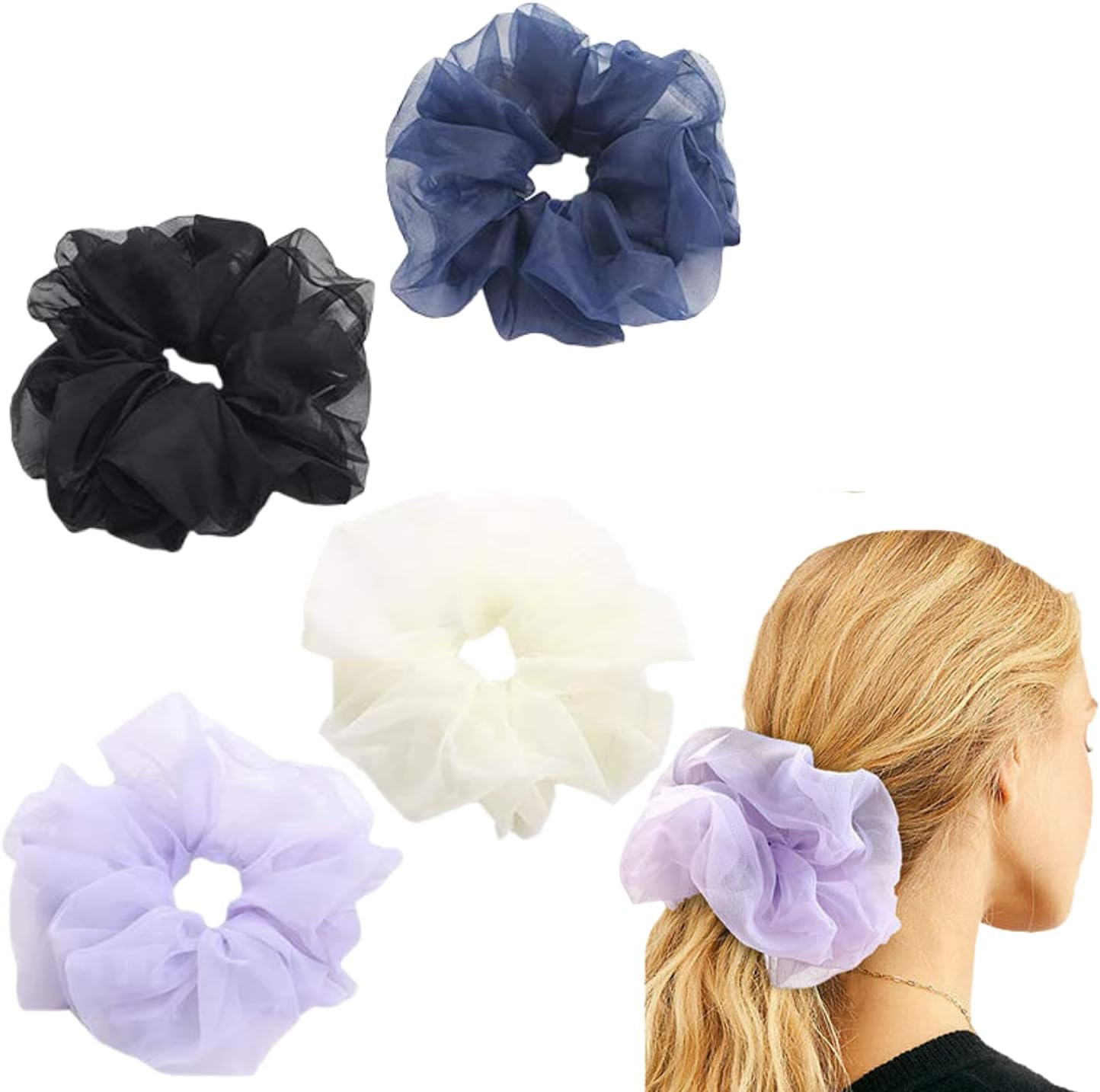 Oversized Scrunchies Jumbo Organza Scrunchies Large Chiffon Scrunchies Giant Scrunchies Big Hair Scrunchies for Women and Girls