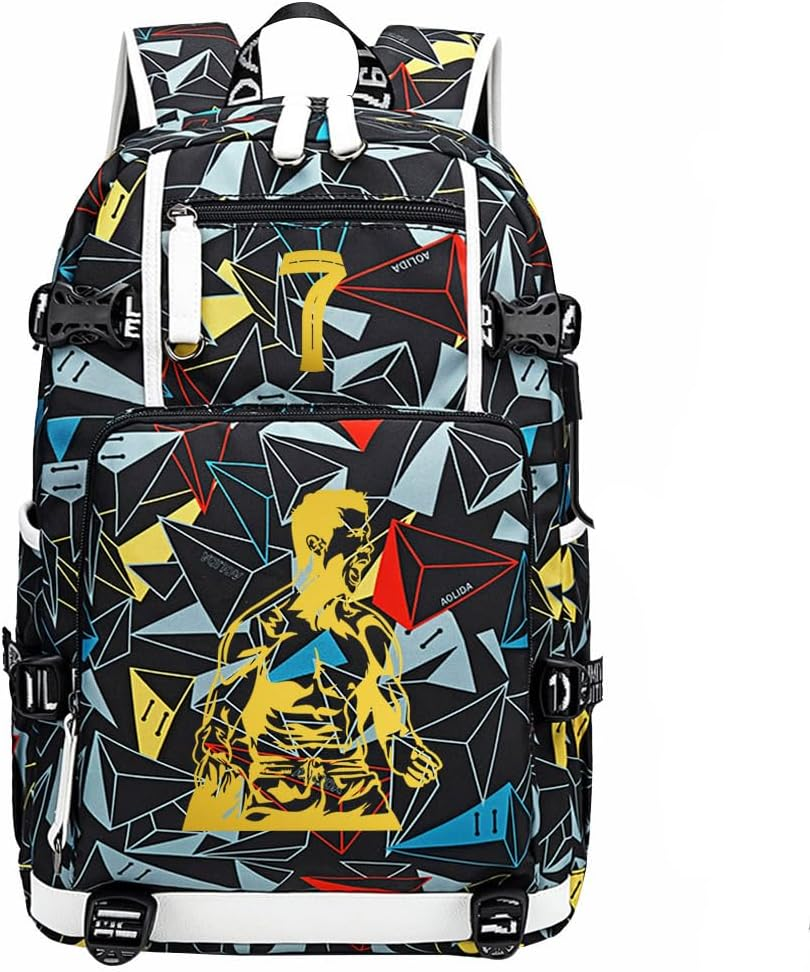 YUNZYUN Soccer Player R-Onaldo Multifunction Backpack Travel Laptop Fans Bag for Men Women, Multicolor, Modern image number 5