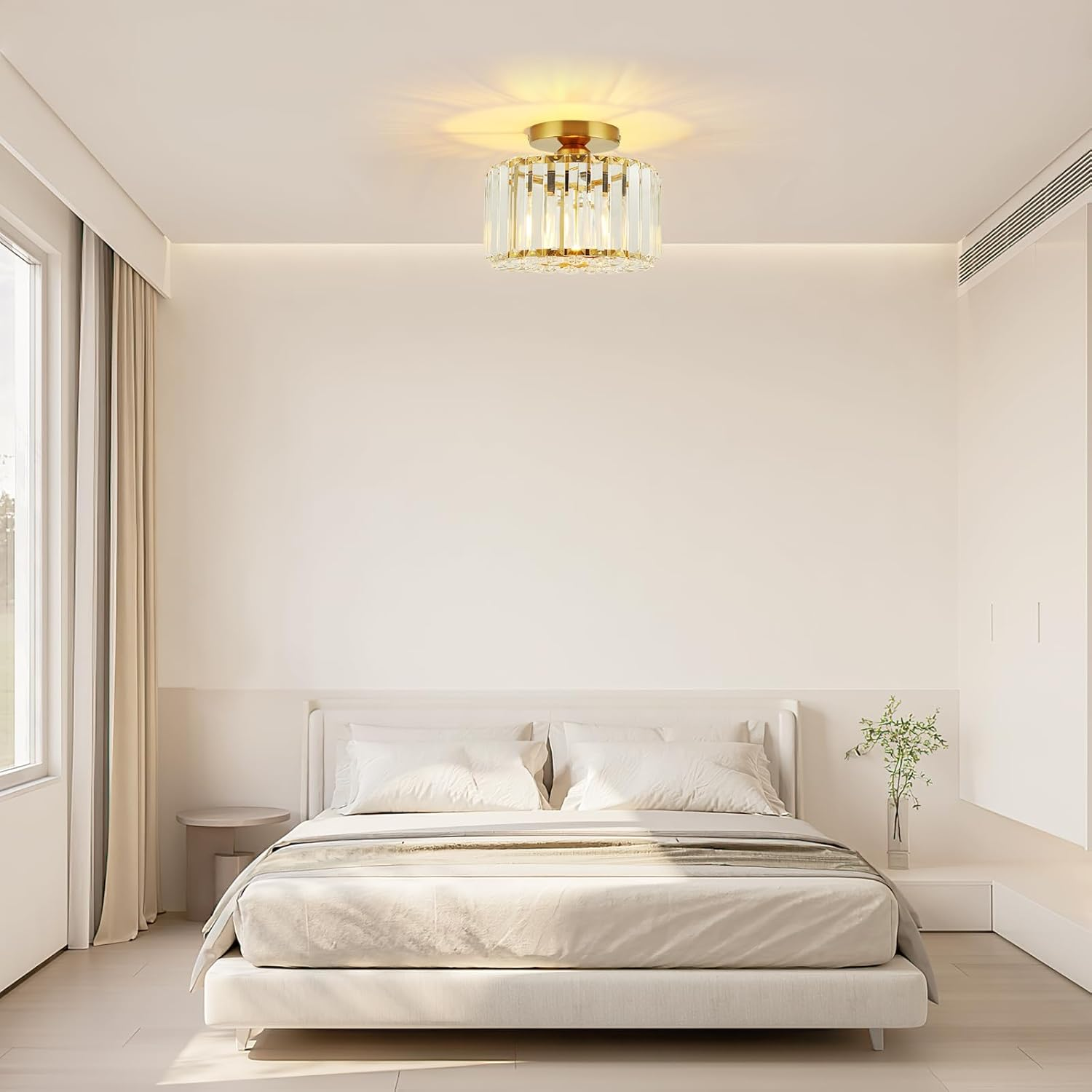 FORCOSO Crystal Ceiling Light Diameter 23 Cm, Chandelier Gold with Metal Frame Lampshade, Base E27 Ceiling Light, Modern Lamp for Bedroom, Living Room, Hallway, Kitchen, Dining Room image number 6