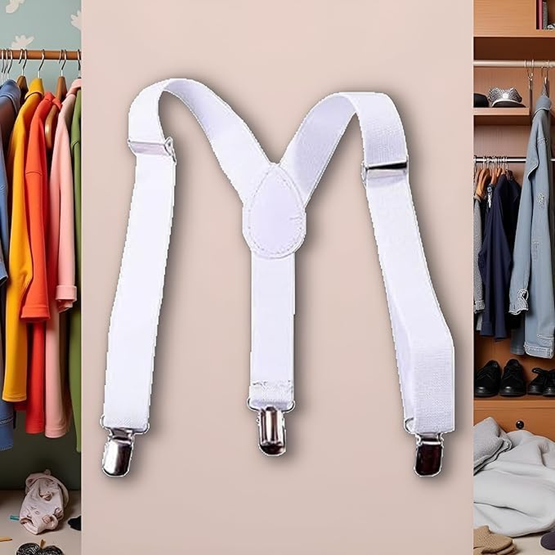 2Pcs White Kids Suspenders Braces,Adjustable Clip on Y-Back Elastic Suspenders with Metal Clips for Boys Girls Boys' Accessories Clothing, Shoes and Jewelry image number 6