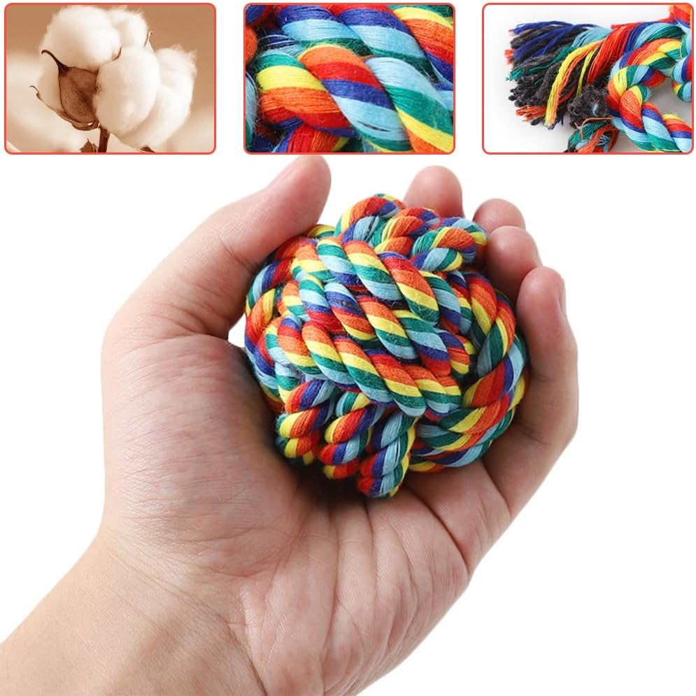 Dog Rope Toys 4 Pack, Dog Tug Toy, Colorful Braided Cotton Rope Dog Toy for Puppies Puppy Small Dog Teething Chew, Cleaning Pet'S Teeth during Playtime image number 2