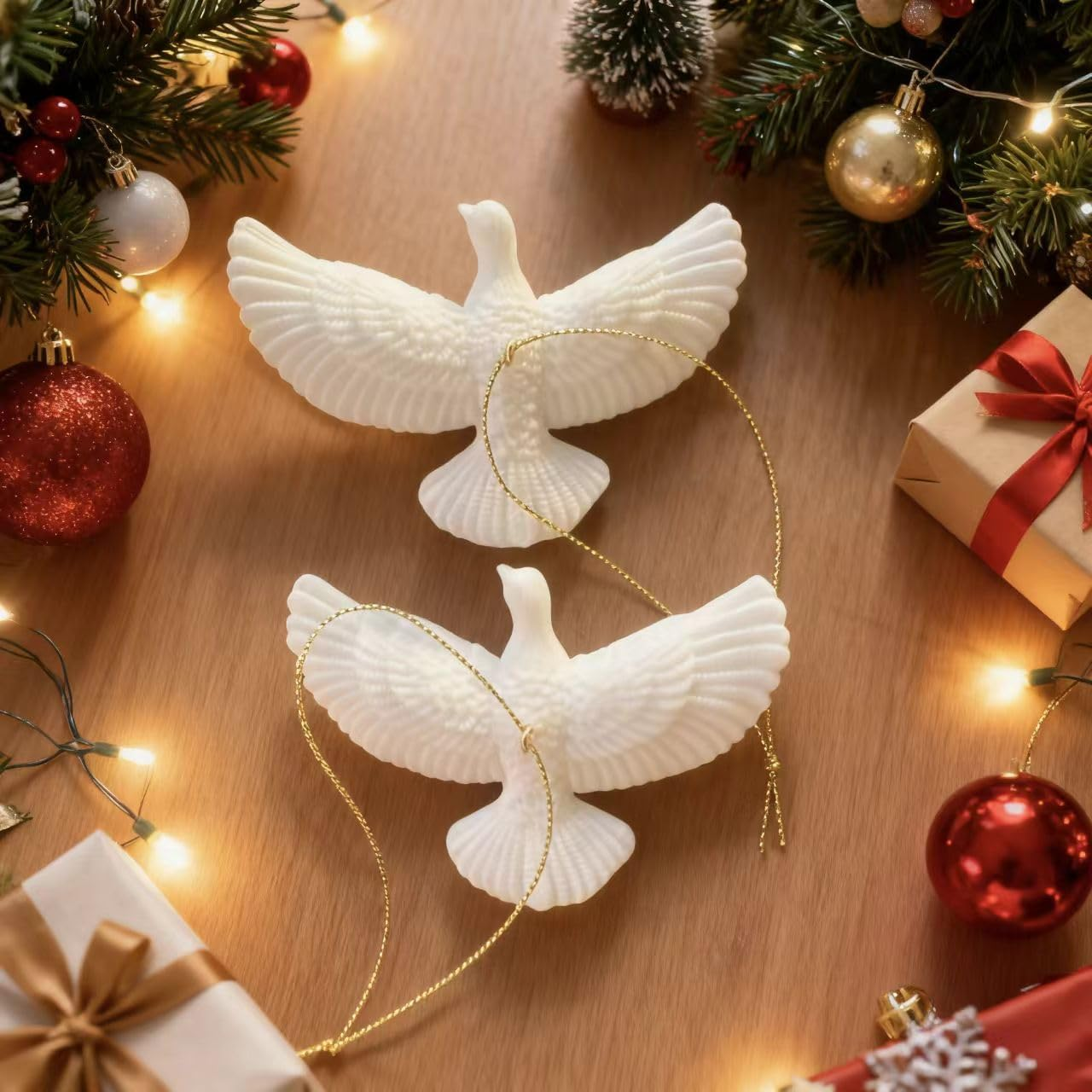 2PCS Friendship Turtle Doves Christmas Ornament - Xmas Tree Hanging Decor & Home Decoration, for Friends image number 1