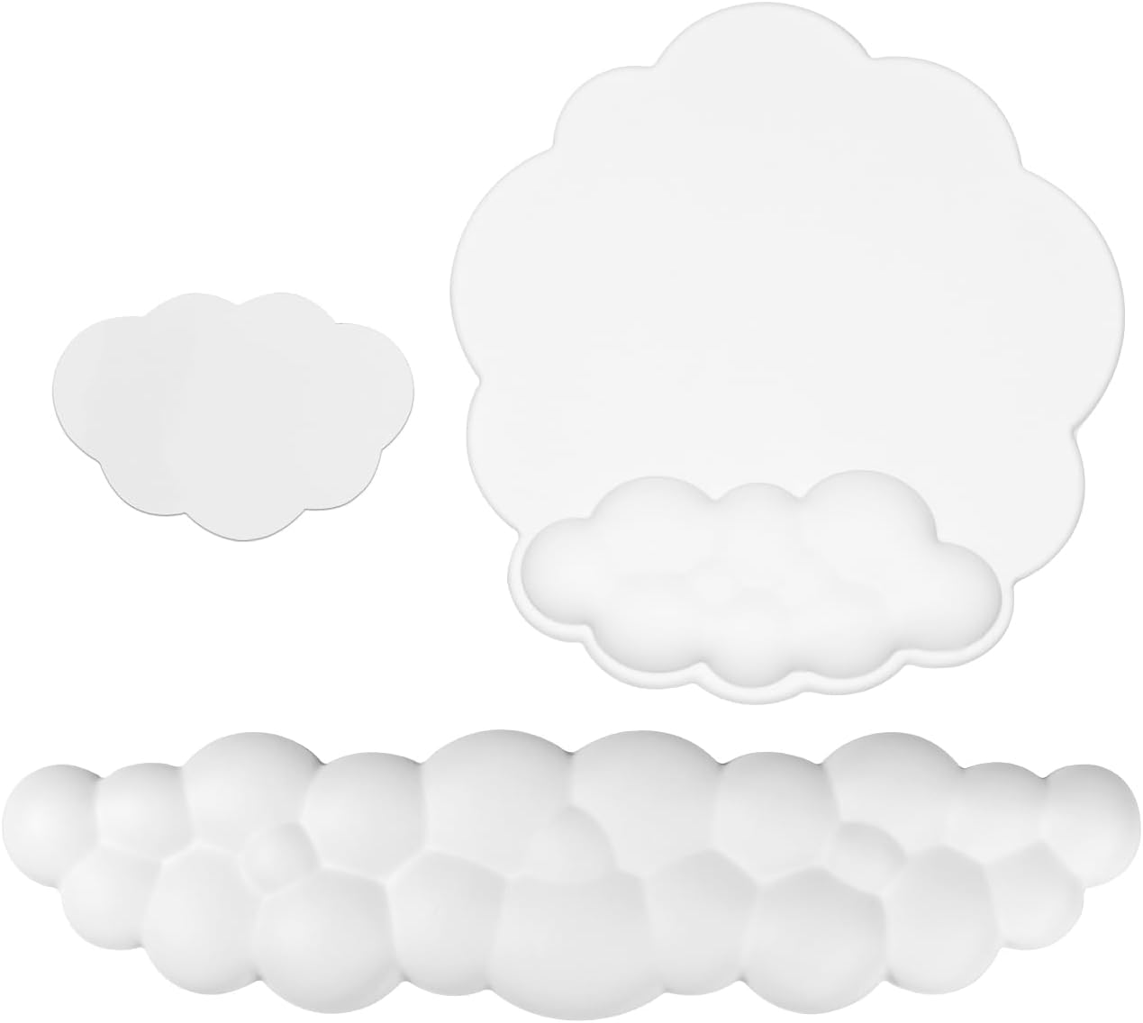 JIKIOU Cloud Mouse Pad Wrist Support, Upgrade Enlarge Leather Mouse Pads Keyboard Wrist Rest, Comfortable Memory Foam Wrist Rest for Computer Laptop Mac Gaming Office and Pain Relief Blue