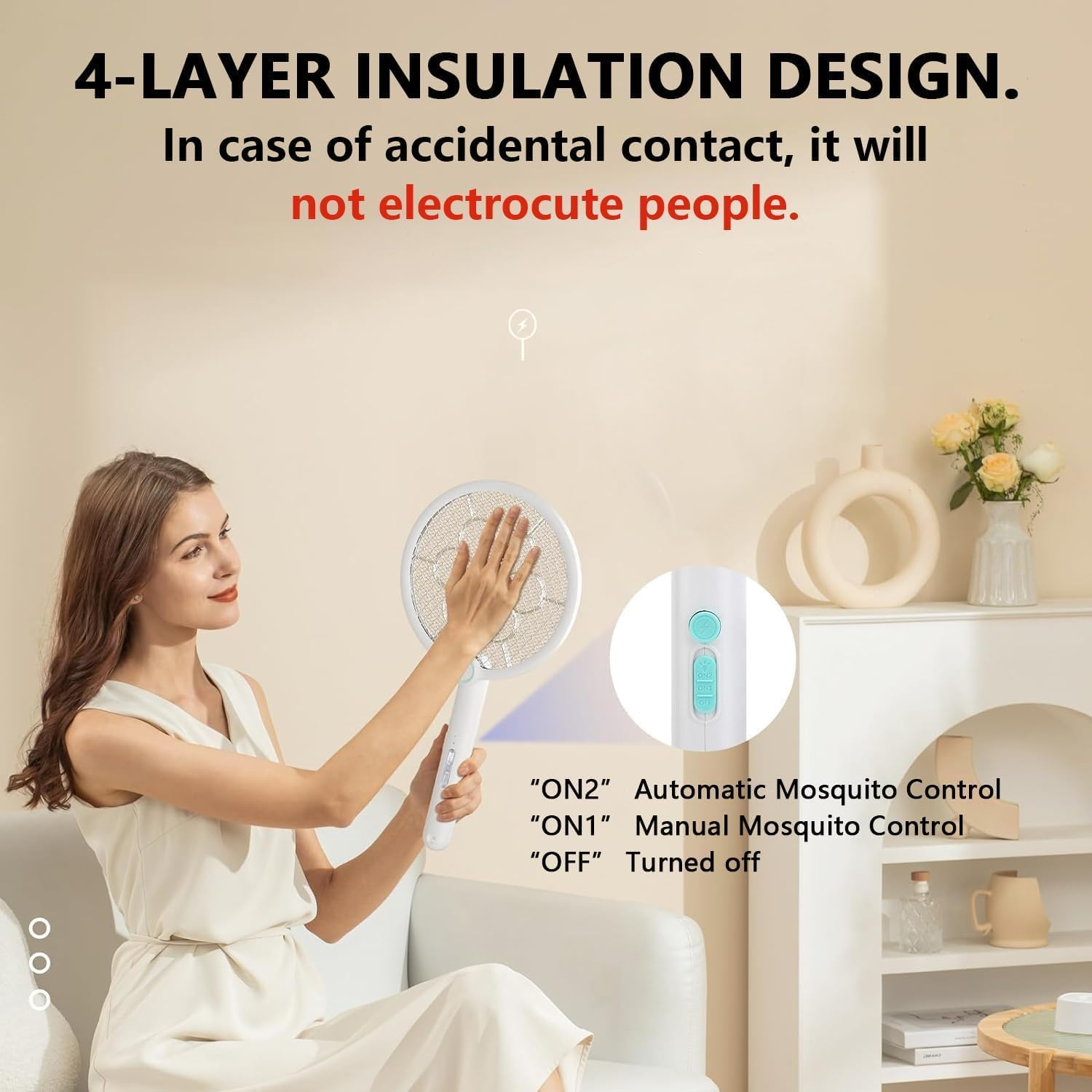 Foldable Electric Fly Swatter, Mosquito Zapper Lamp with Stable Base, 2-In-1 USB Rechargeable Bug Zapper for Indoor Outdoor Use in Kitchen Garden Patio image number 6