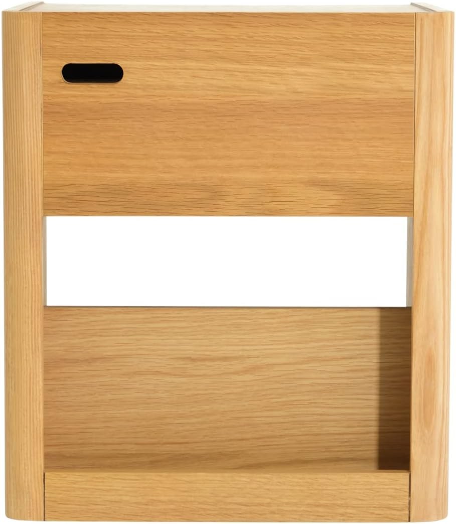 Koala Bedside Table with Cable Management System/End Table, Nightstand Small Storage Dresser for Bedroom/Oak Veneer, Iced Coffee image number 6