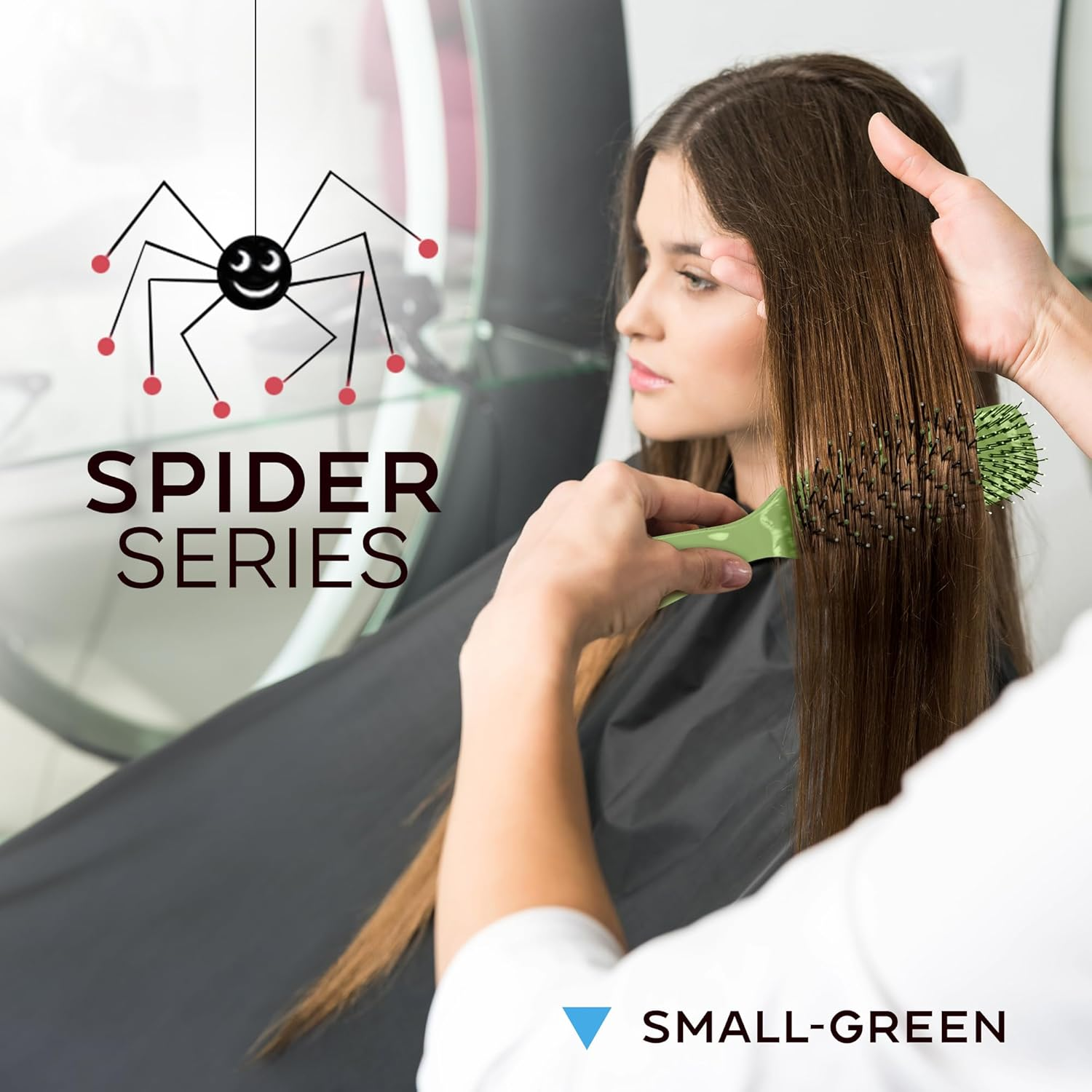 I ❤ MY HAIR I Love My Hair Detangler Brush - for All Types Wet or Dry Spider Series Small Size Green - Black image number 7