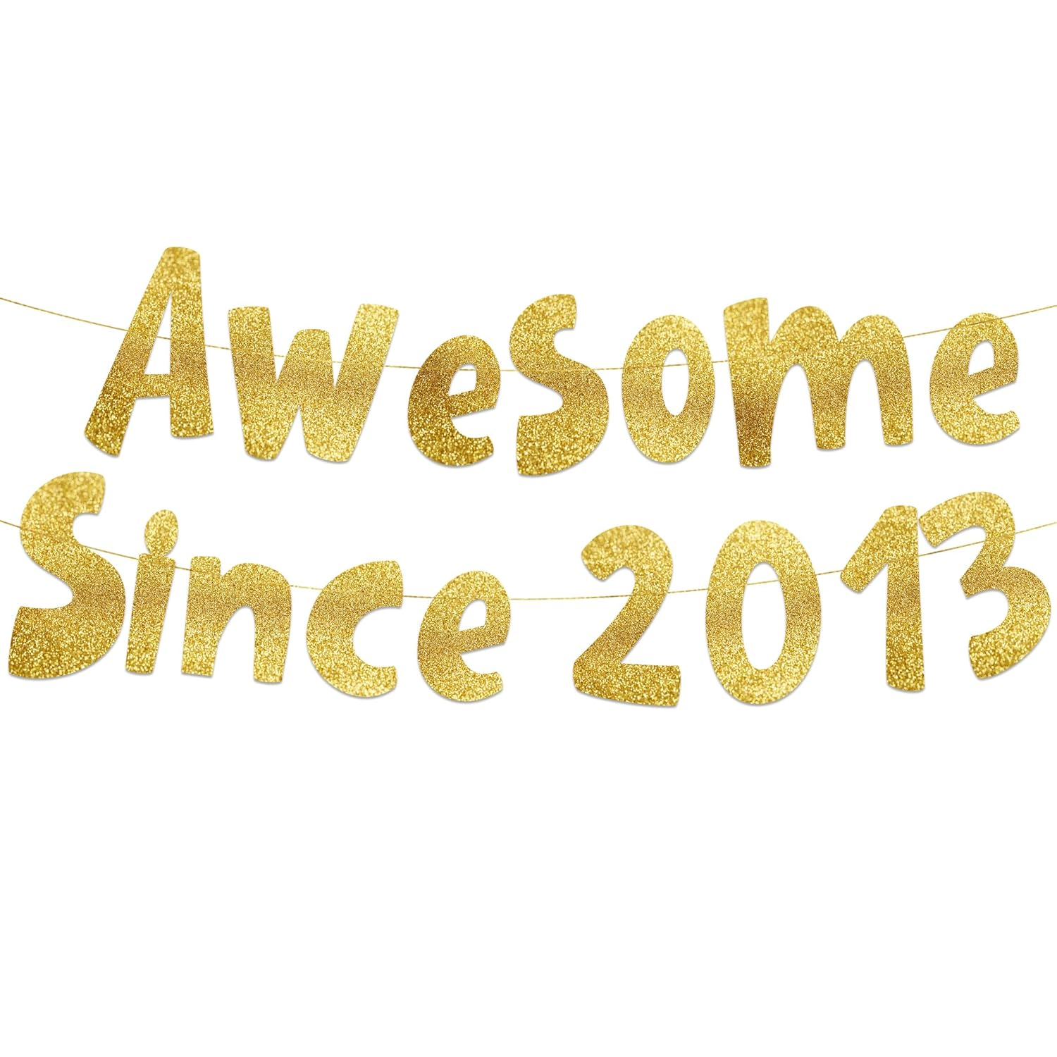 Awesome since 2013 Gold Glitter Banner - 12Th Birthday and Anniversary Party Decorations image number 2