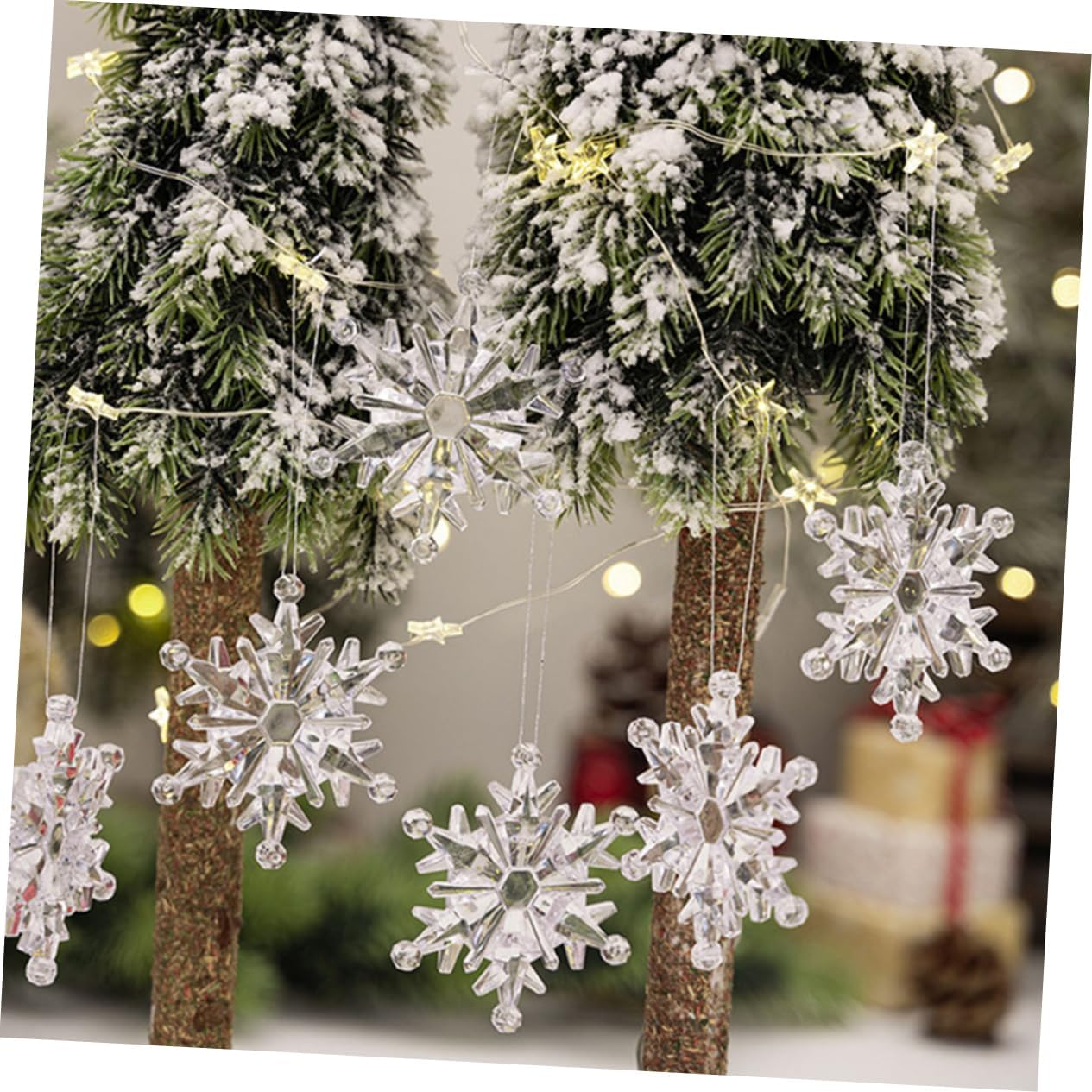 6Pcs Crystal Snowflakes Ornaments Snowflake Hanging Decorations for Xmas Tree Winter Party Decorations image number 3