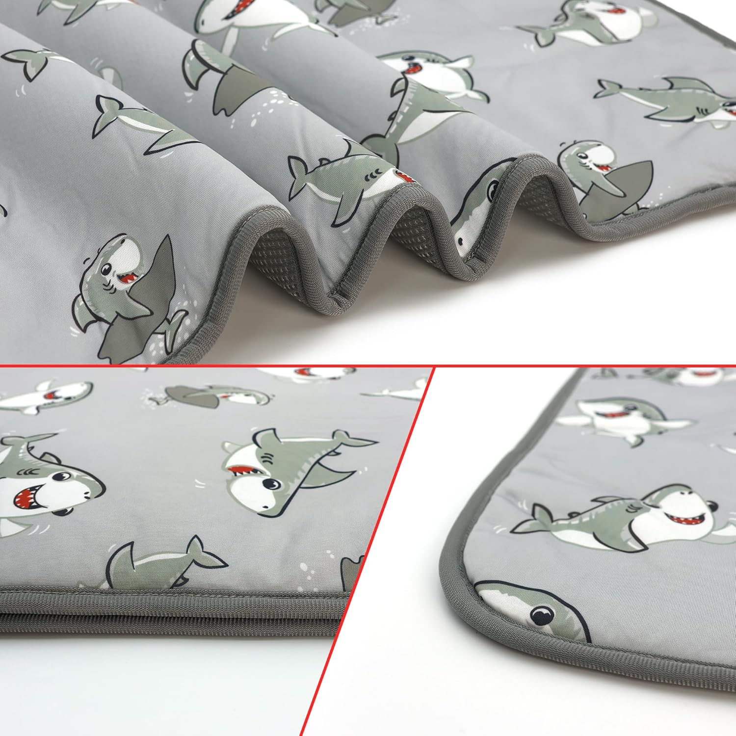 NACOCO Summer Pet Cooling Mat - Cat Dog Cushion Pad Sleeping Cool Shark Comfortable Soft for Pets Kids and Adults (Grey Shark, M) image number 2