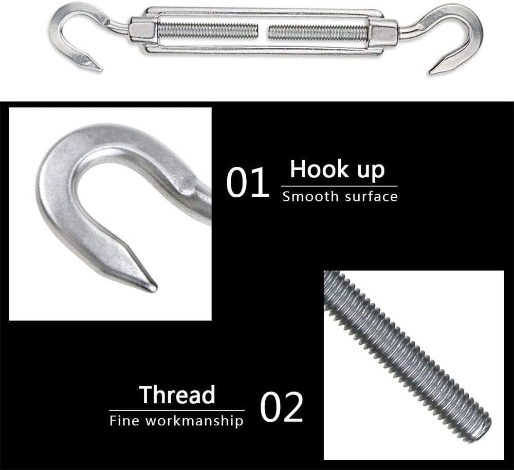 Tooloflife Sun Shade Sail Fixing Kit 8Mm for Square and Triangle，Rectangle，304 Stainless Steel Fixing Hardware Accessories Kits with Screws, Plastic Expansion Deck Garden Lawn Patio(44Ps) image number 2