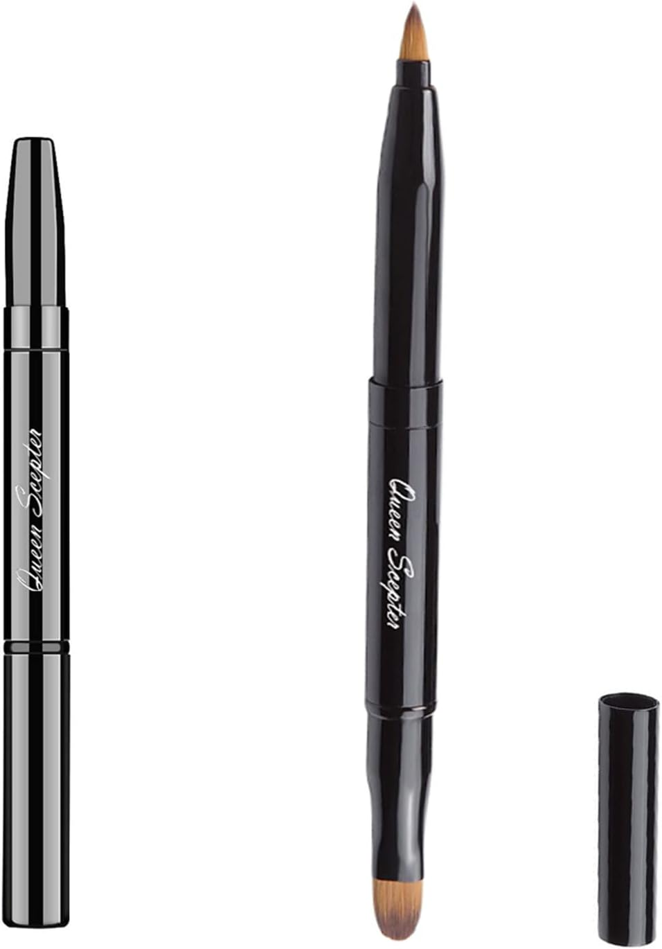 Retractable Eyebrow Eyelash Lip Brush Makeup Brush Double-Sided Soft with Cap Concealer Eyeliner for Travel Cosmetic Brushes, Gold Color