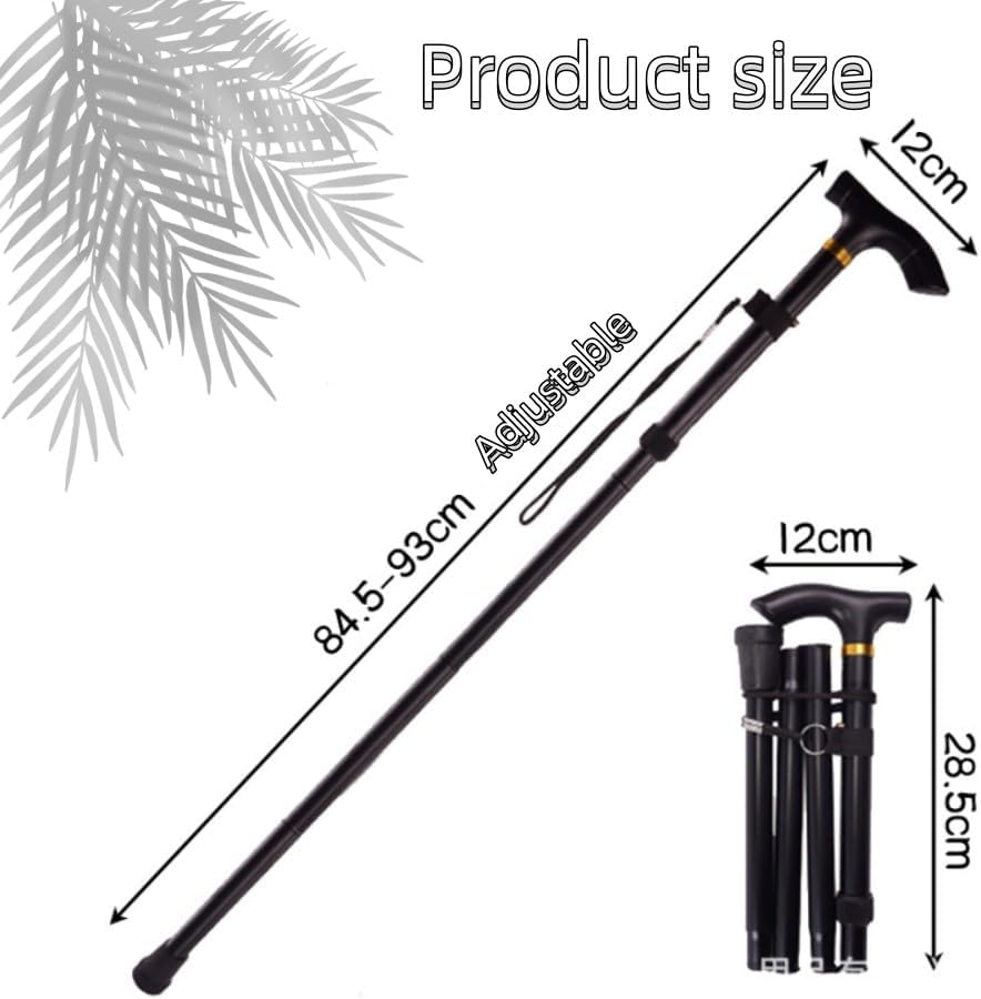Lightweight Aluminum Trekking Pole, Foldable Walking Cane for Seniors, Walking Stick for Men & Women, Collapsible Cane- Pocket Cane Lightweight Adjustable Heavy Duty Folding Walking Stick Black image number 4