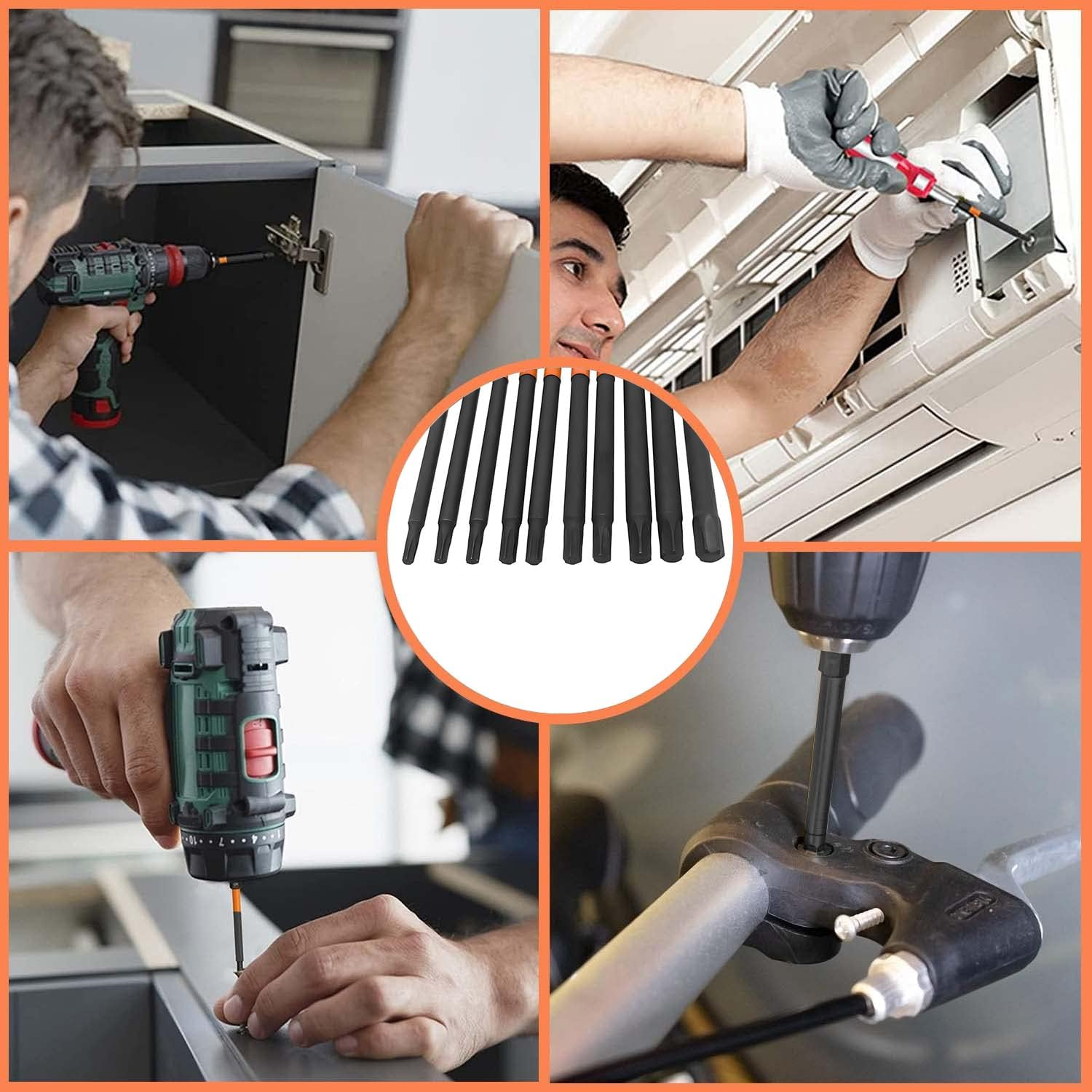 KEWAYO 10Pcs Screw Driver Bit Set,S2 Alloy Steel Magnetic 1/4 Inchollow Plum Blossom Head Screwdriver Set, for Home Automotive Repair T10, T15, T20, T25, T30, T40