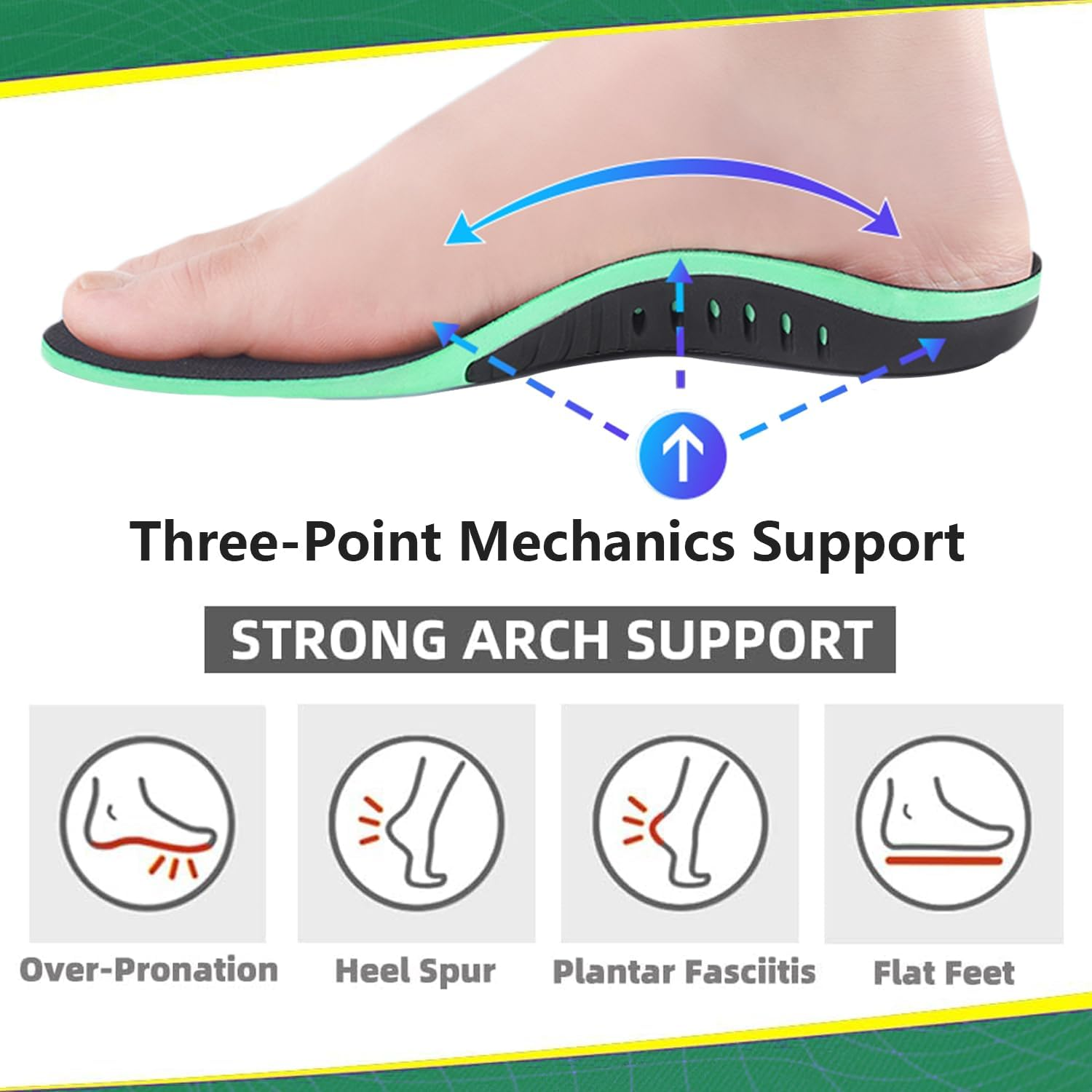 Arch Support Orthotic Insoles, Feet Insoles for Plantar Fasciitis, Arch Support for Treating Heel Pain and Heel Spurs, Men and Women S(EU 35-37) image number 3