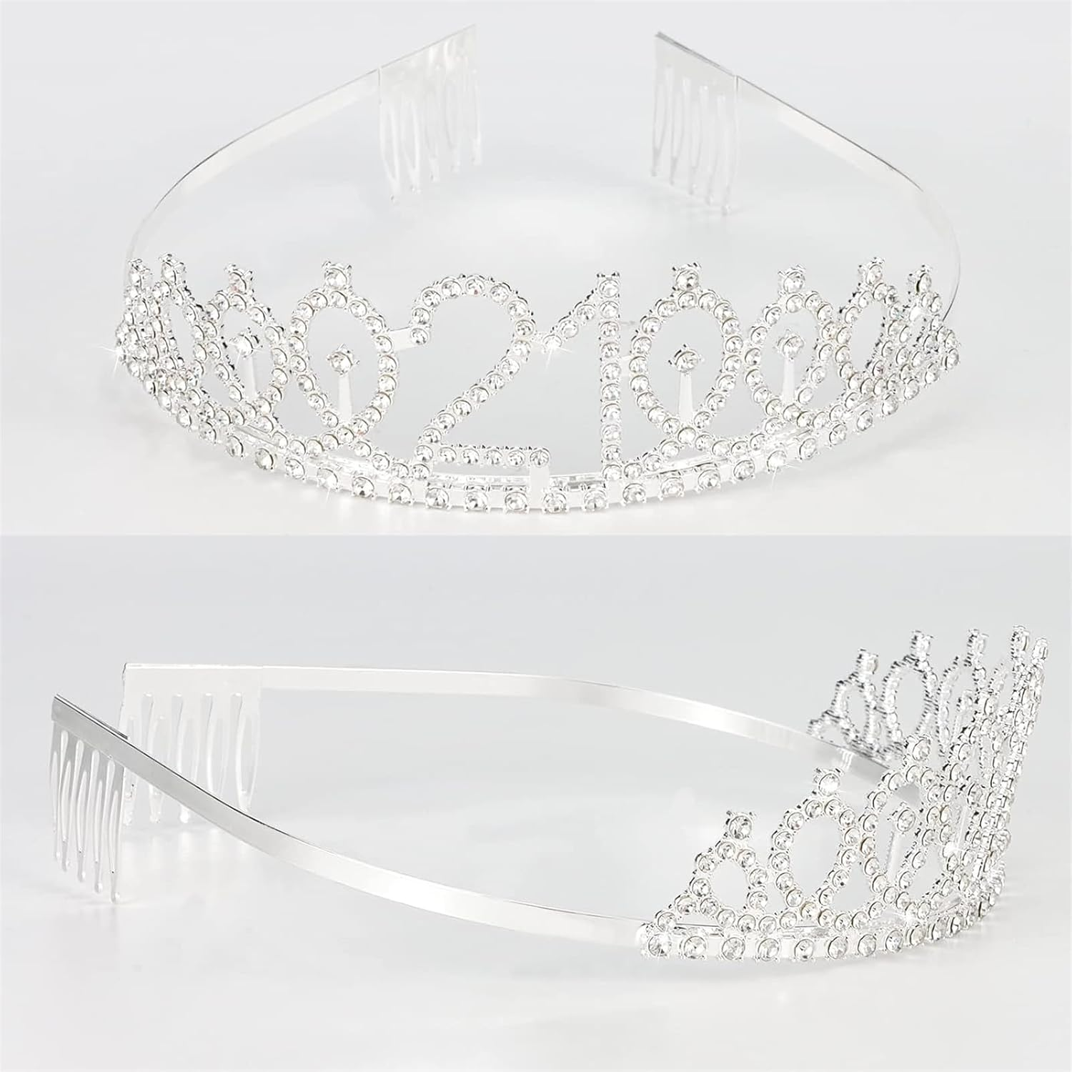 21St Birthday Crown and Sash, Silver 21St Birthday Decorations for Girl 21 Years Old Girl Birthday Gifts 21St Birthday Happy 21St Birthday Party Favor Supplies image number 3