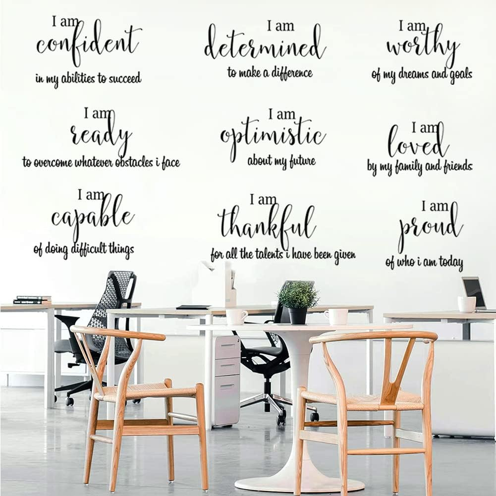9 Pieces Inspirational Decals Black Motivational Wall Sticker Vinyl Wall Quotes Stickers Wall Art Stickers Peel and Stick Wall Decals for Girl Boy Bedroom Living Room image number 2
