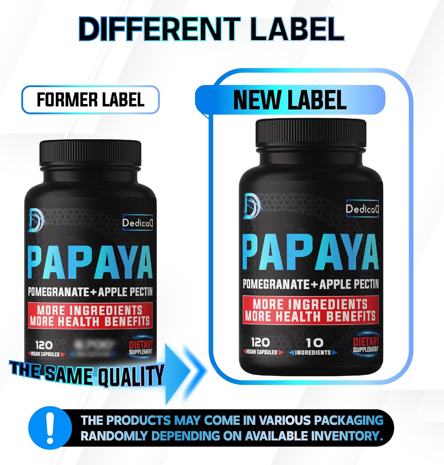 DEDICAD Papaya Enzymes - 4 Month Supply - 10 Herbs Blended Pomegranate, Apple Pectin, Turmeric, Ginger & More - 120 Vegan Capsules image number 5