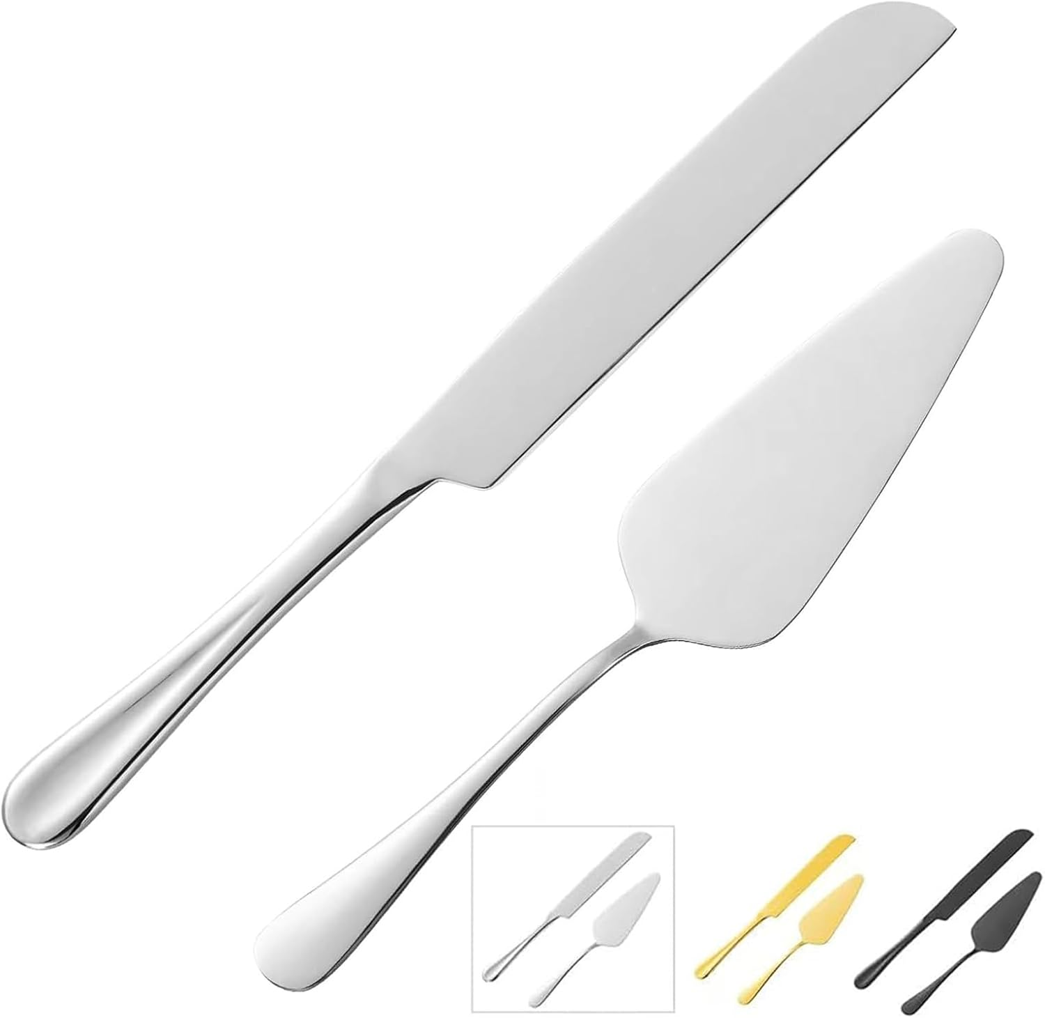 ERVILO Cake Cutting Set for Wedding, Pie Server, Stainless Steel Wedding Cake Knife and Server Set, Golden Cake Cutter for Birthday, Parties and Events (Gold Serving Set)