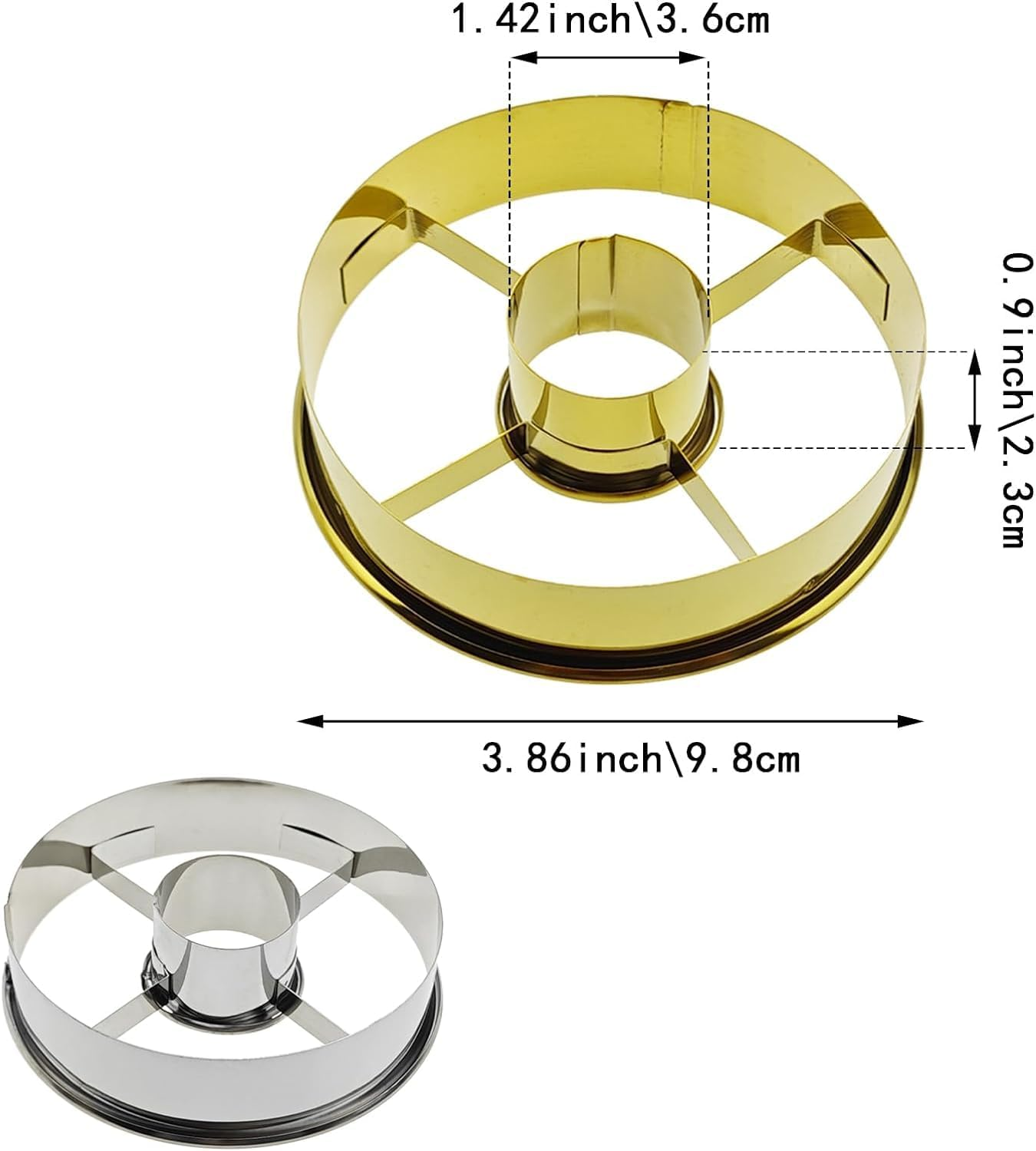 2Pcs Stainless Steel Doughnut Cutters,Doughnut Cutters Mousse Ring Cookie Chocolate Cake Mold,Stainless Steel Donut Mold Desserts Bread Cutter,Stainless Steel Doughnut Cutter,Mousse Molds Bread Molds image number 6