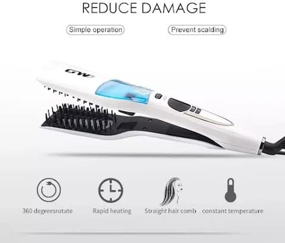Steam Hair Straightener, Electric Comb, Hot Brush, Professional Flat Iron, LCD Ceramic Coating, Steam image number 6