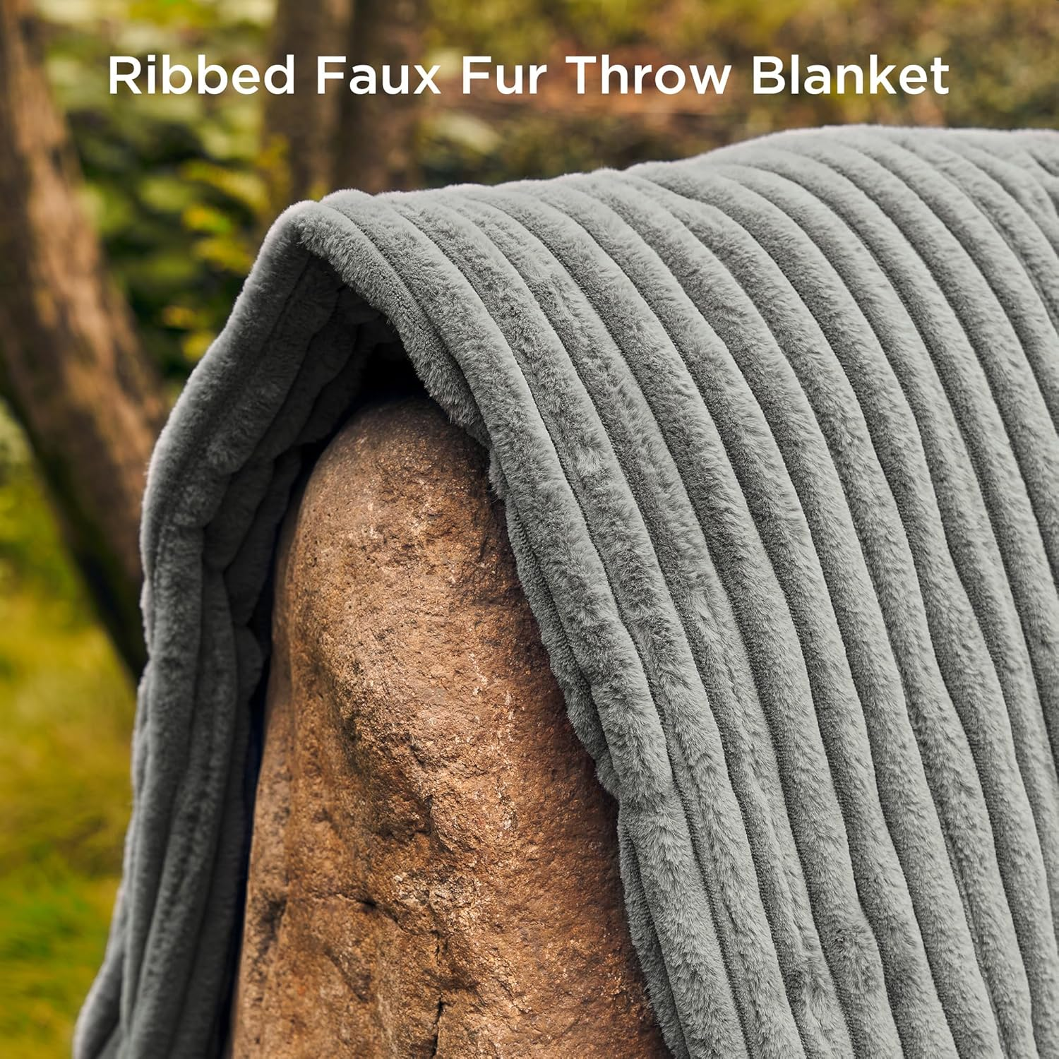 GOTCOZY Heated Blanket Electric Throw - Ribbed Faux Fur Electric Blanket, 130X160Cm Heating Blanket with 10 Time Settings & 6 Heat Settings,Overheat Protection Machine Washable(Gray) - Blue Moon image number 5