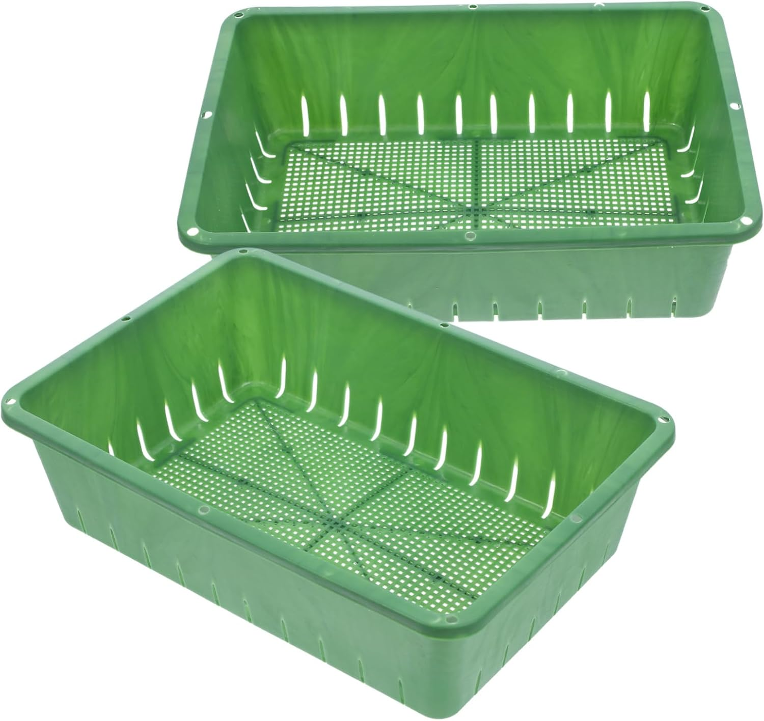 GAROZATION 2 Pcs Plastic Seedling Trays for Indoor Gardening, 26X18X7Cm Small Rectangular Growing Tray Breathable Design for Air Circulation, Garden Plants Starter Germination Plate image number 2