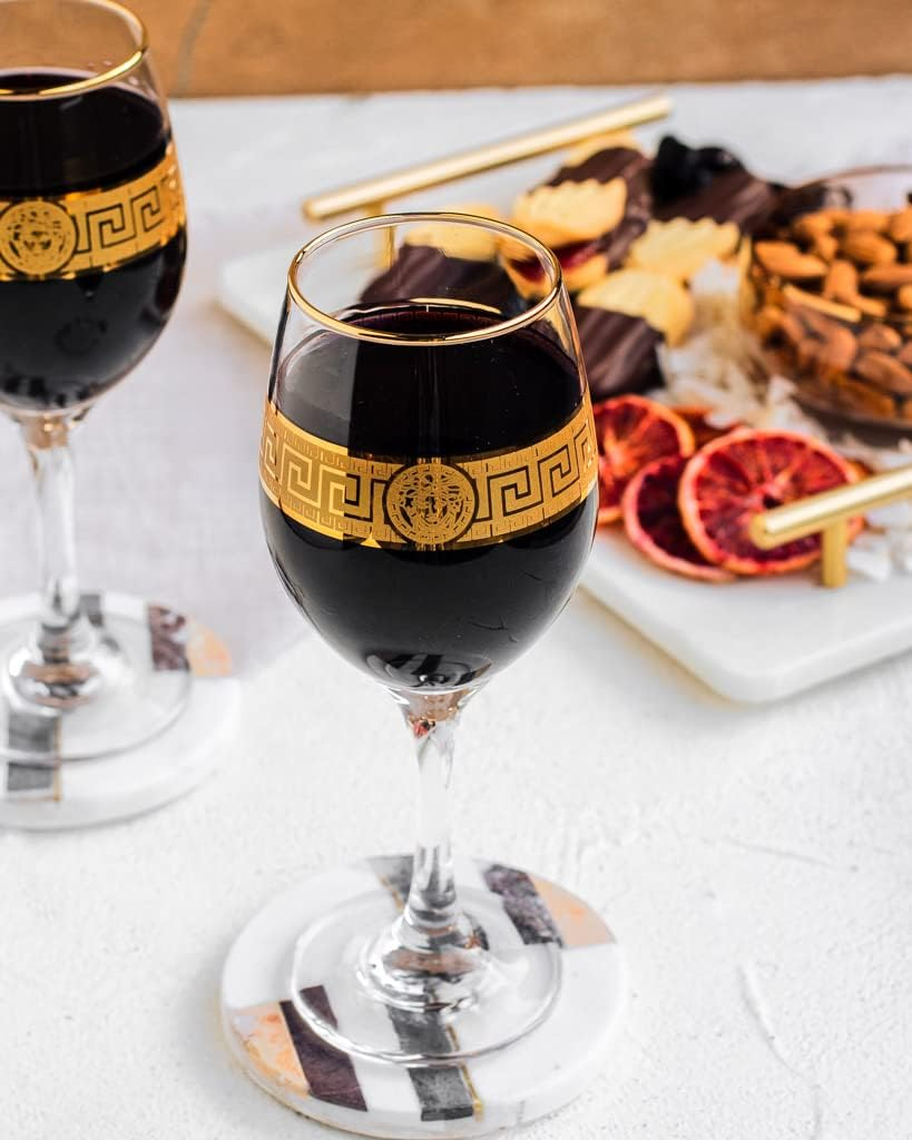 The House of Florence Medusa Style Cressida Gold Wine Goblet 4 Pieces Set, 315 Ml Capacity image number 5