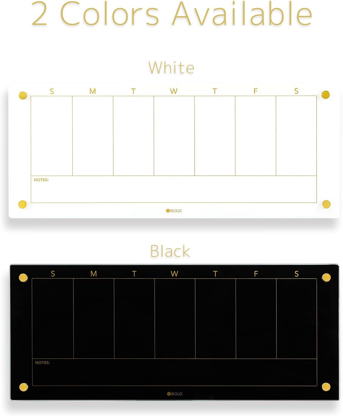 Glass Golden Weekly Dry Erase Calendar White Board for Wall, to Do List & 7 Days Planner Whiteboard for Home Office, 58.6X24Cm, 4 Markers Included, Yeoux image number 3