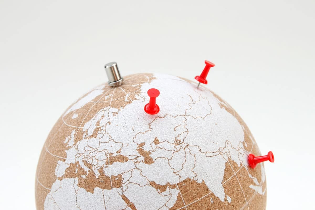 Suck UK Cork World Map with Push Pins - Complete Map of the World in Beautiful Cork - Mini 6 Inch Globe image number 1