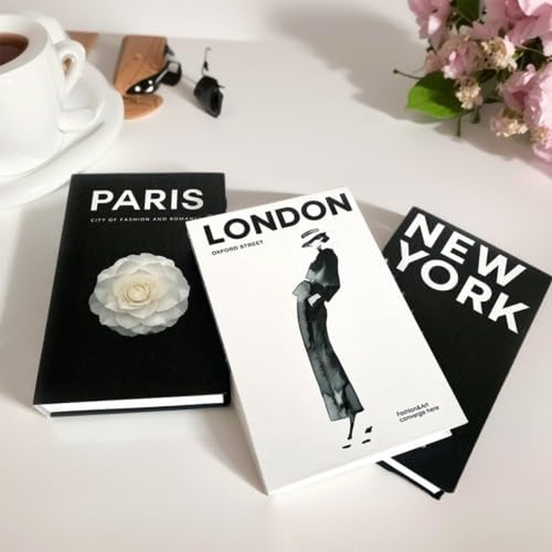 3 PCS Magnetic Decorative Fake Books, Fashion Fake Book Box, Stacked Hardcover Faux,Black White Decor Books with Storage Function, for Home/Coffee Table//Office image number 2