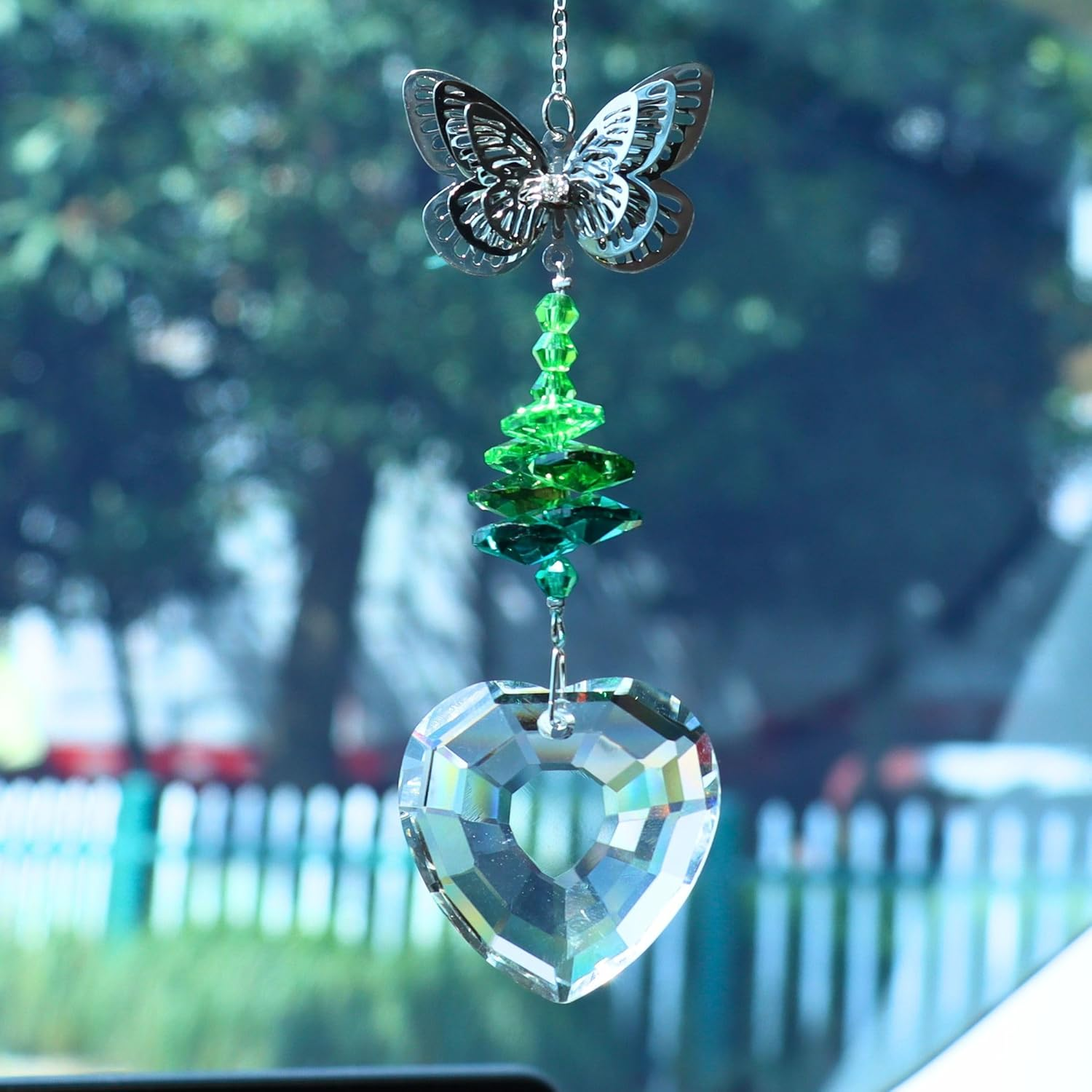 Crystal Sun Catcher for Car, Car Charms Rear View Mirror, Butterfly Hanging Ornamentcar Sparkling Crystal Prism Decor, Cars Accessories for Women