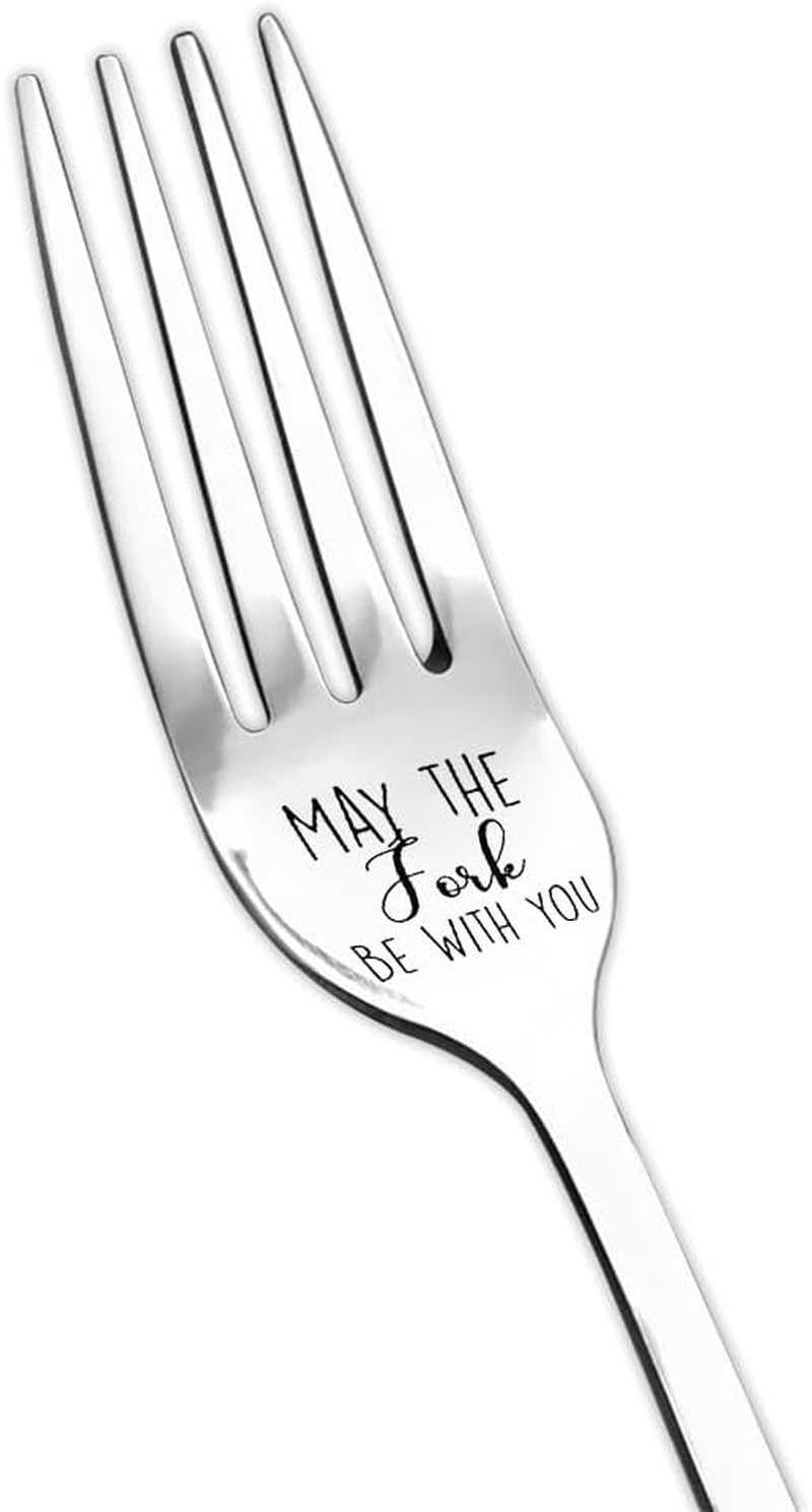 Inspirational Gifts for Friendship Fork Engraved Gifts for Husband Boyfriend Birthday Gifts for Girlfriend Wife May the Fork Be with You Dinner Forks Gifts for Dadddy Best Friend Boss image number 1