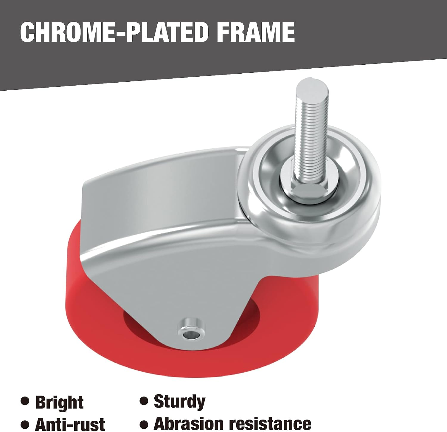 BIG RED 2.5 Inch Stem Caster Wheels Set of 6,Heavy Duty 360 Degree Swivel Stem Casters for Creeper Service Utility Cart Stool Post Mount,Atr6551-6Pb image number 4
