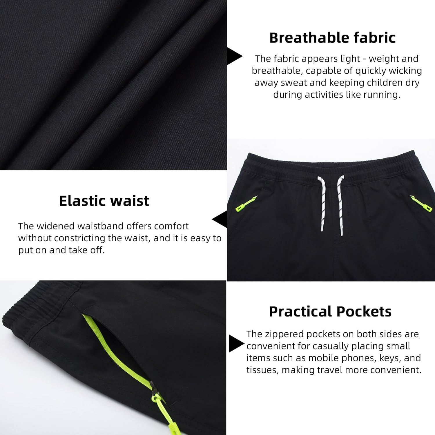 Hill & Sea Boys Shorts Casual Classic Fit Drawstring Summer Beach Twill Shorts with Zipper Pockets image number 1