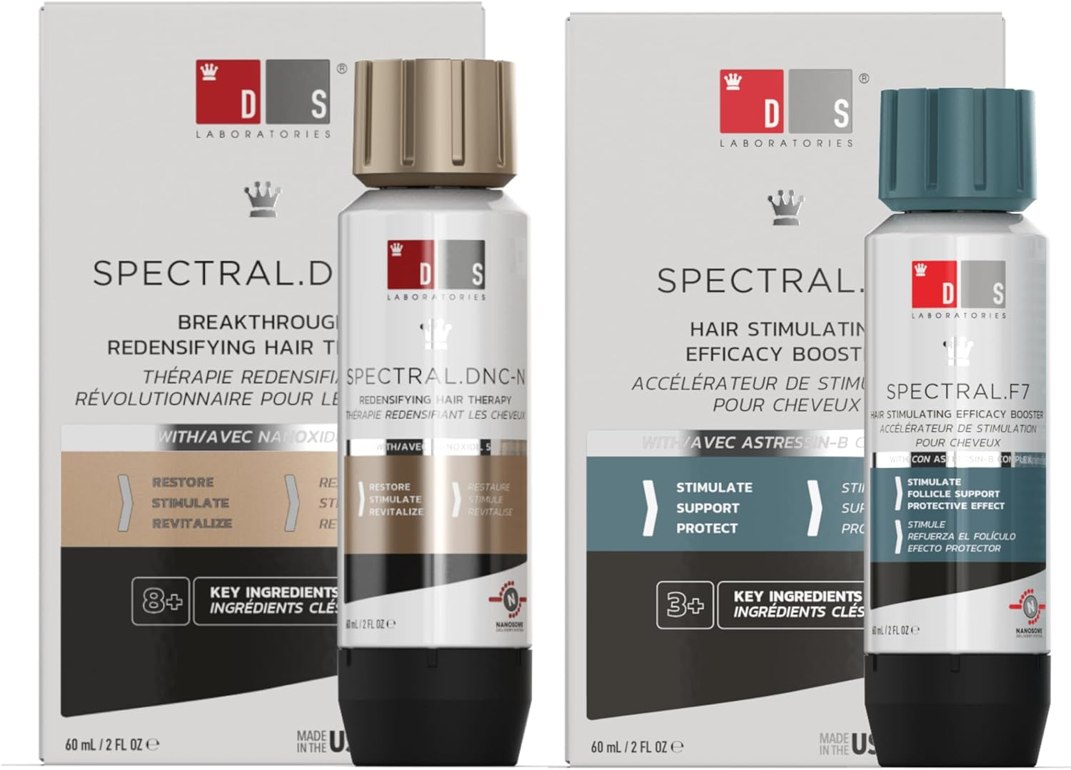 DS Laboratories Spectral.Dnc-N and Spectral.F7 Hair Growth Serum Bundle - Hair Loss and Thinning Hair Treatment, Hair Loss Treatment for Fuller, Thicker Hair for Men and Women (60Ml) image number 1