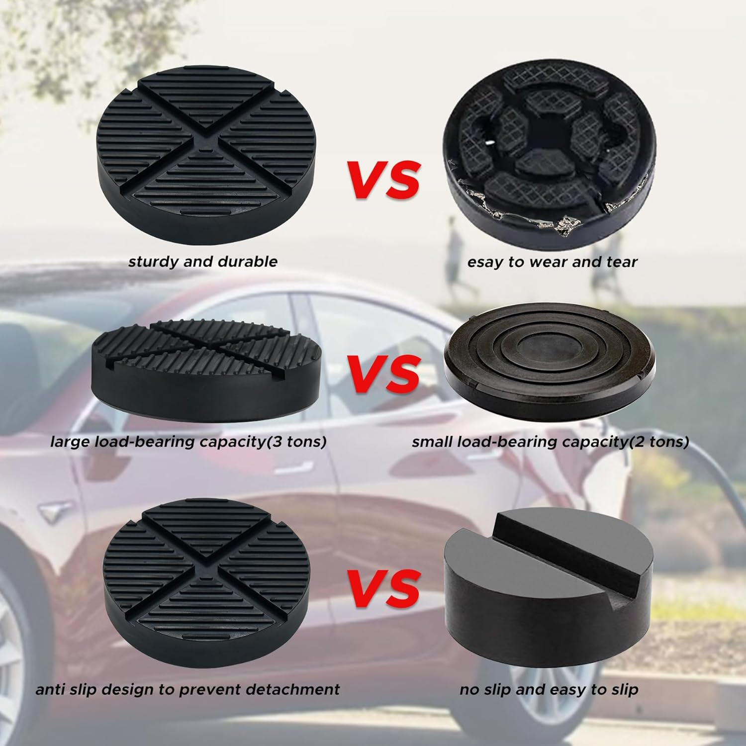 MANQO Universal Floor Jack Rubber Pad, Universal Jack Pad Adapter, Pinch Weld Side Frame Rail Protector, 1 Pack image number 2