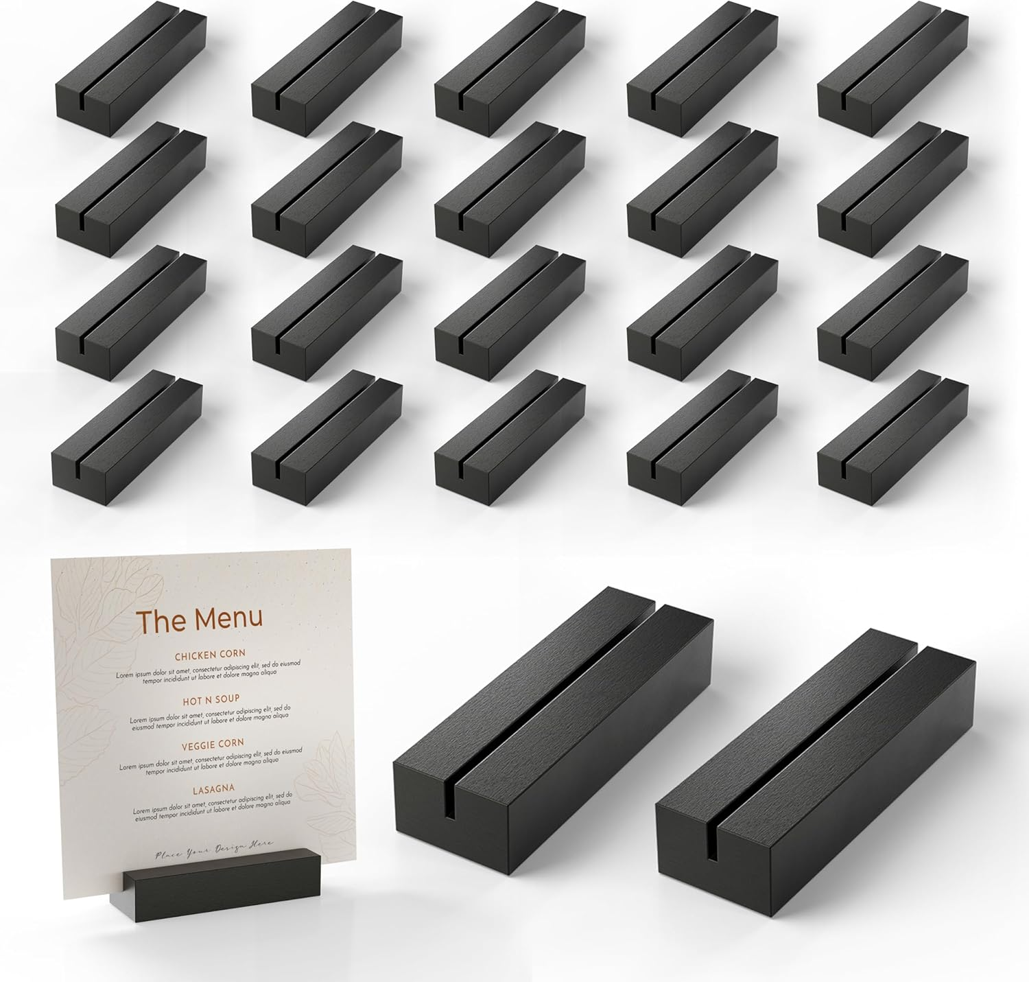 Tidita Place Card Holder 4.7X1.6X1 Acacia Wood-Acrylic Sign Holders - Table Card Display Stands, Perfect for Table Number Signs, Wedding Party Events - Acrylic Sign NOT Included (Pack 20 Black Color) image number 1