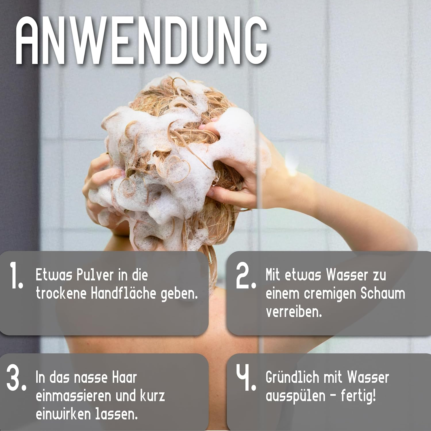 HLV - Powder Shampoo - Foam Shampoo for All Hair Types - Mild Cleansing with Cornflower Extract, Vegan, Derma Tested, Anhydrous, No Preservatives, Anti-Inflammatory & Antibacterial (40 G) image number 6