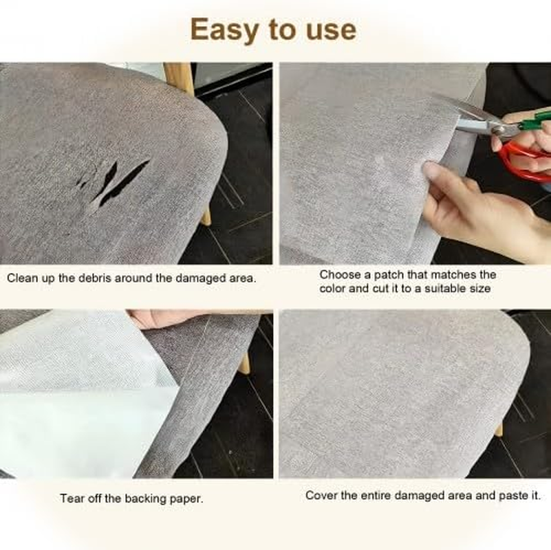 Fabric Repair Patches Self-Adhesive 20 X 28 Cm, Linen Repair Patches, Linen Fabric Self-Adhesive for Car Seats, Curtain, Headboards, Furniture, Sofa (Grey) image number 1