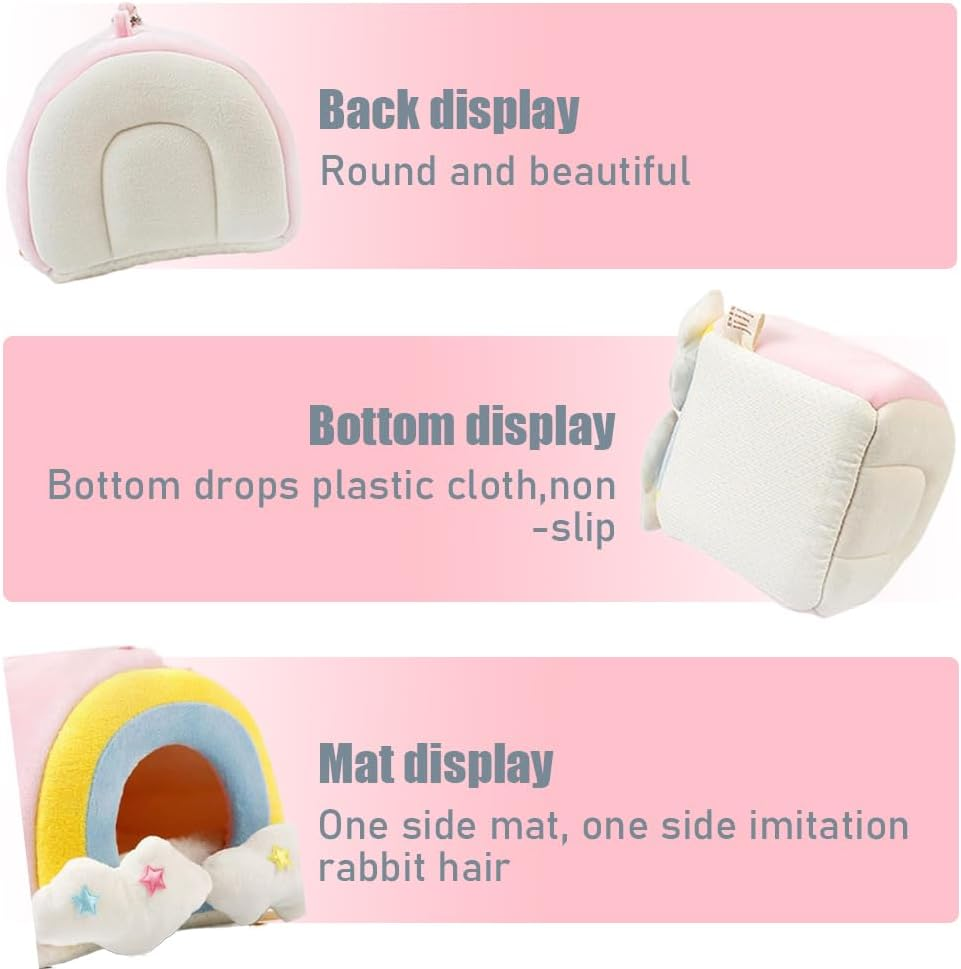 Guinea Pig Bed, Cave Bed Nest Hideout, Warm House Cage Supplies, Small Animal Hideout for Chinchilla, Hamsters, Hedgehog, Machine Washable image number 6