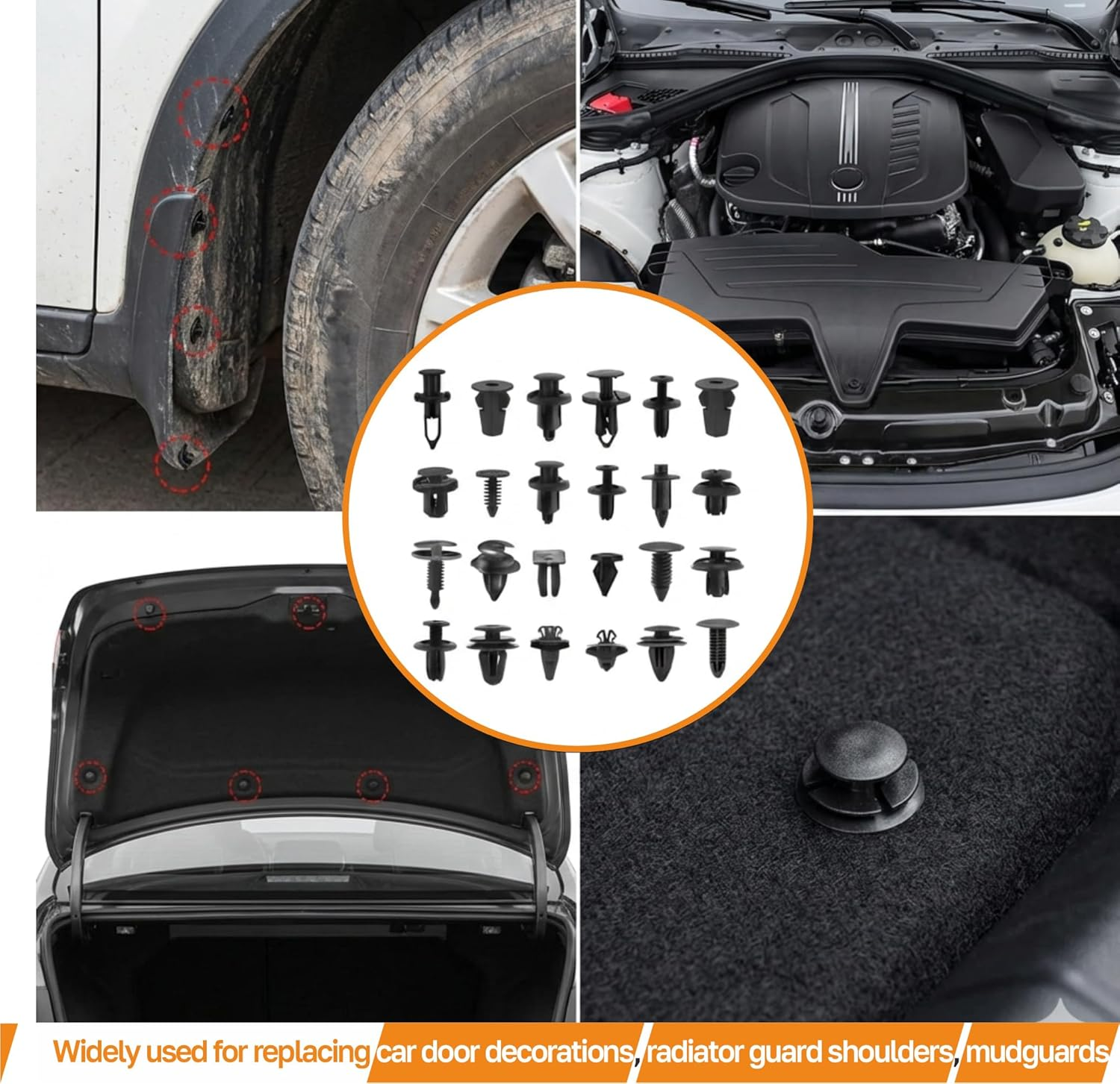 1260Pcs Car Push Retainer Clips Body Clips Plastic Fasteners Kit Fender Rivet Clips 32 Most Popular Sizes Nylon Auto Push Pin Rivets Set for Toyota GM Ford Honda Acura Chrysler image number 6