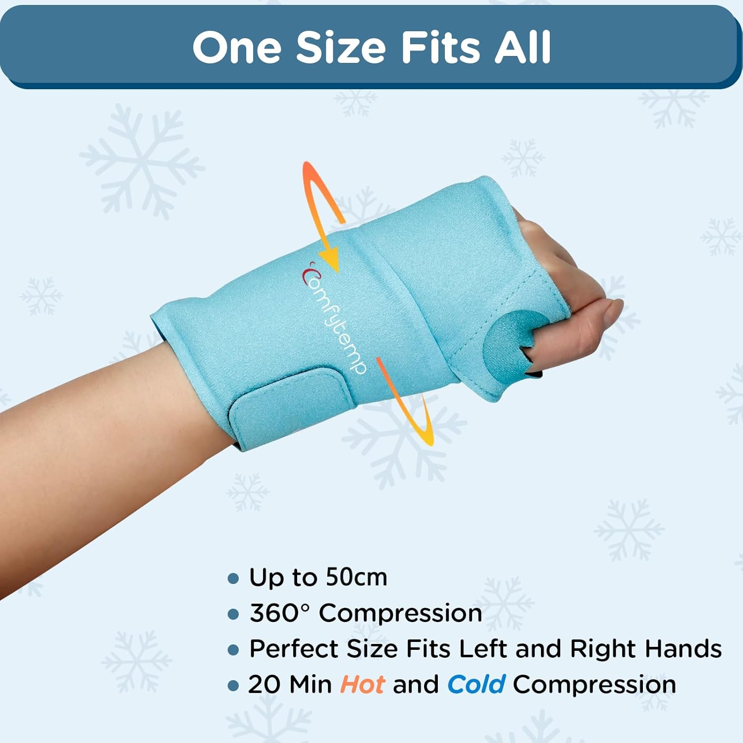 Comfytemp Wrist Ice Pack Wrap for Hand Osteoarthritis,Gel Ice Packs for Injuries Reusable for Wrist Hand Pain, Hot Cold Compress Brace for Tendinitis/Tenosynovitis, Surgery Recovery Items Men Women image number 2