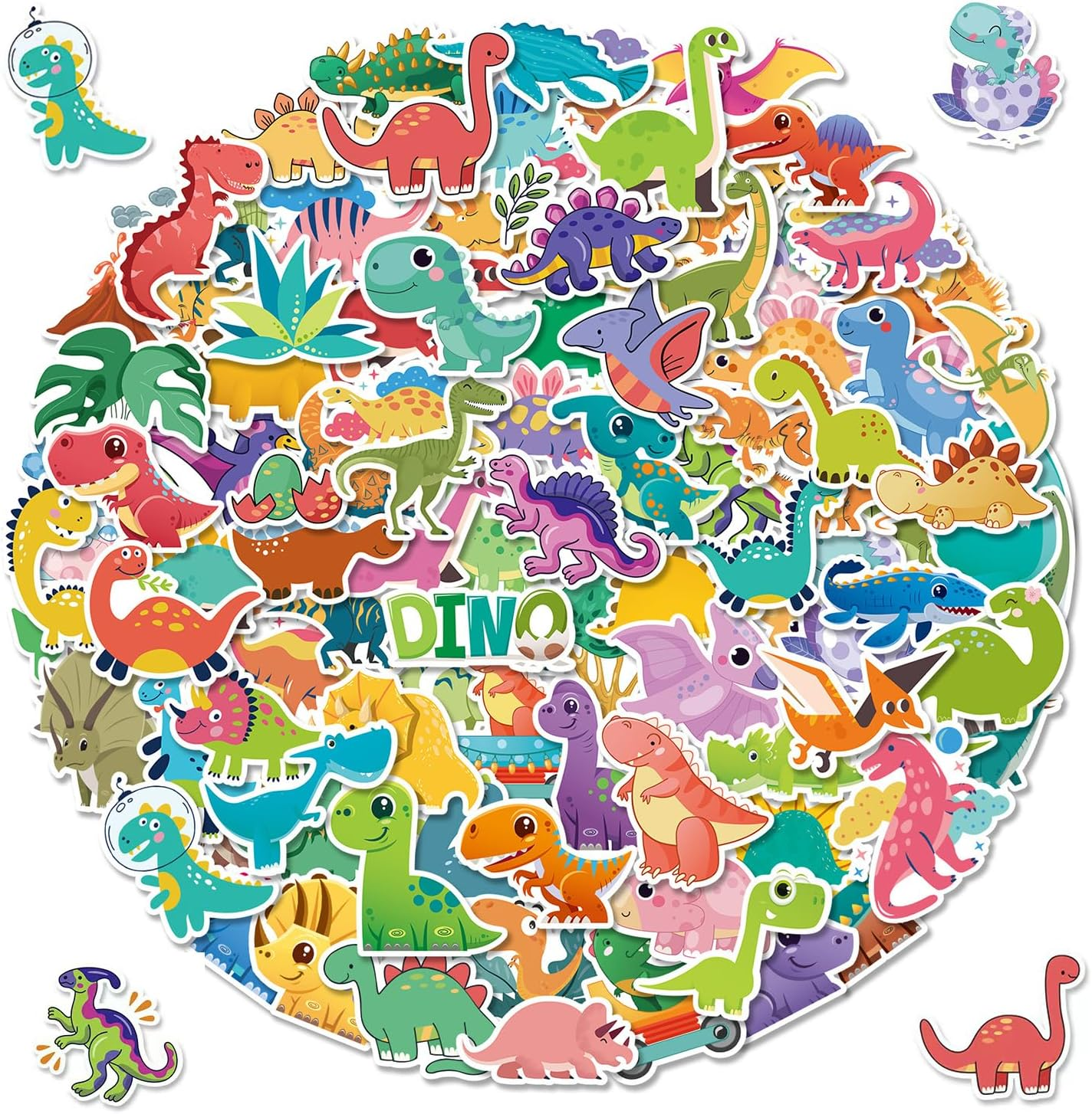 100PCS Dinosaur Stickers, Cute Waterproof Cartoon Stickers for Kids, for Stationery, Luggage, Teaching Rewards(Dinosaurs)