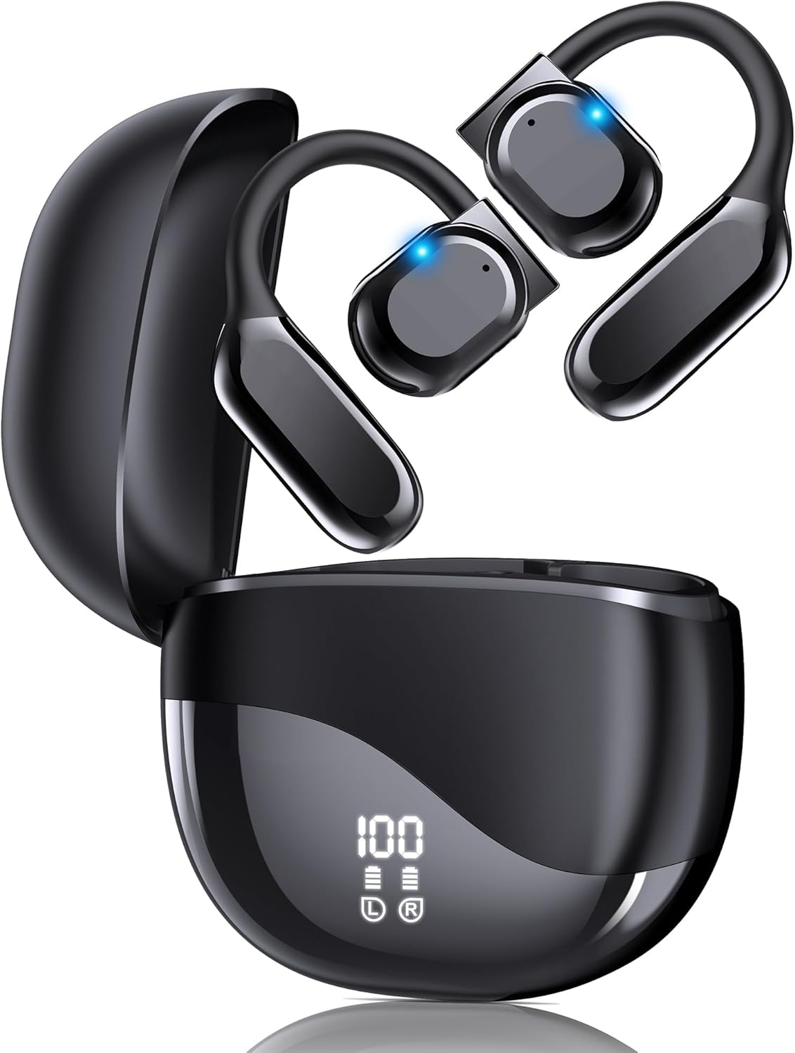 AI Translation Earbuds Real Time - Translator Earbuds for 144 Languages, Open-Ear Design, LED Display 3-In-1 Translation Headphones, Aud&iacute;fonos Traductores, Perfect for Travel & Business (Black) image number 6