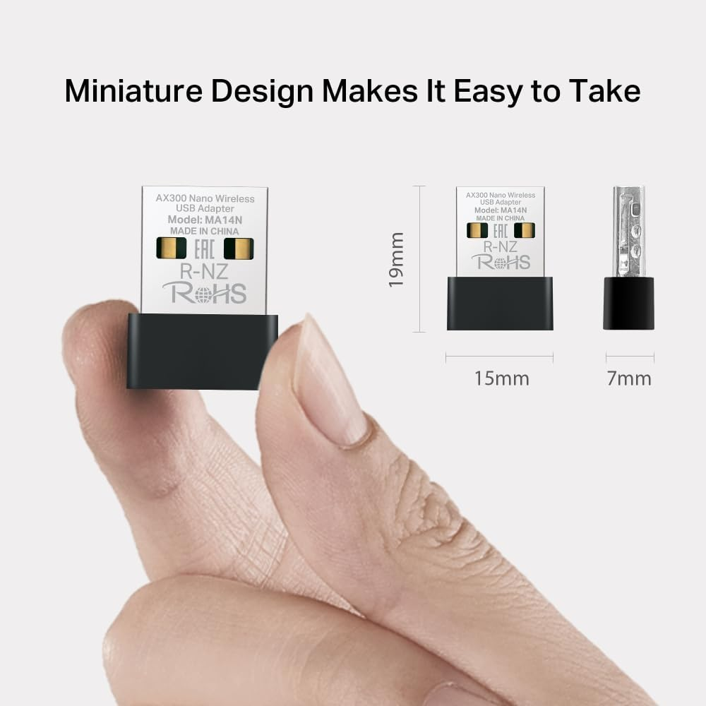 Mercusys AX300 Nano Wireless USB Adapter, Wi-Fi 6, Lower Latency Gameplay, WPA Security, MU-MIMO, OFDMA, Pre-Loaded Driver, Nano-Size, Easy Setup & Flexible Desgin, Wide Compatibility(Ma14N) image number 3