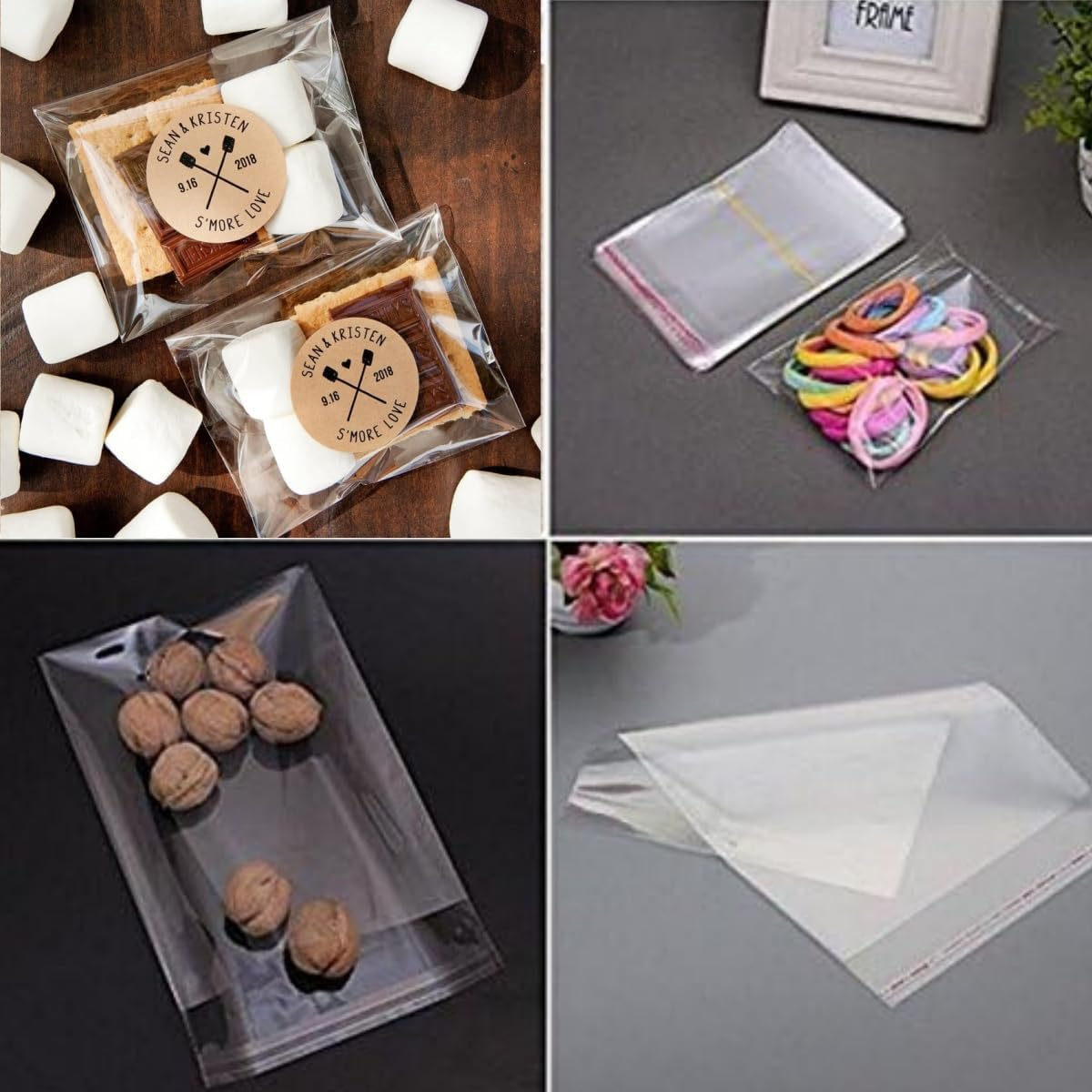 Wujzkisster 200 Pcs Clear Self Sealing Cellophane Bags 5X7 Inches Resealable Plastic Poly for Packaging Treats Gifts Candy Bread Etc (13 X18) image number 3