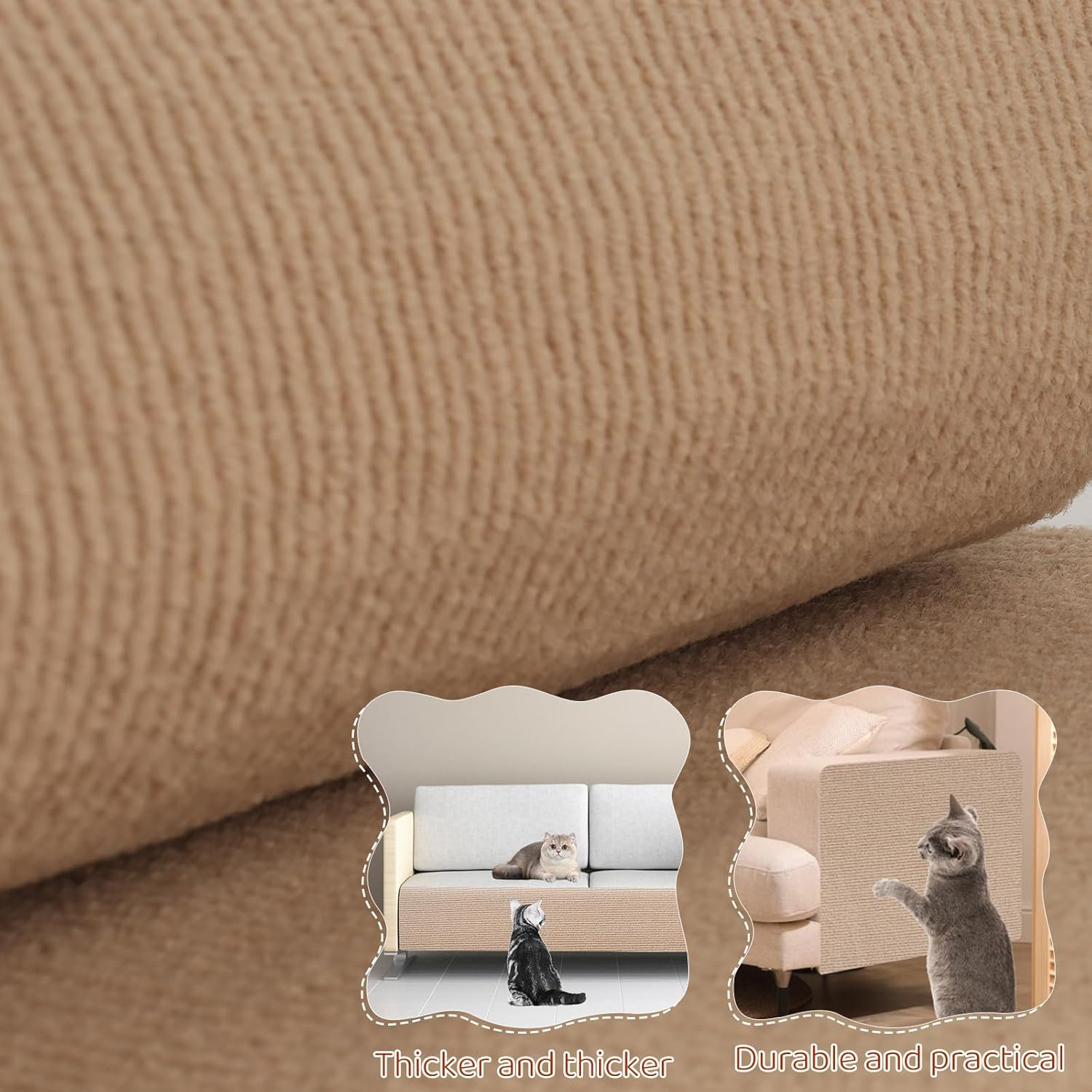 YAOZUP Cat Scratching Mat, DIY Cut to Size, Cat Scratching Mat, 200 X 40 Cm, Scratching Mat, Cat Scratching Mat, Self-Adhesive, Sofa Scratch Protection, Cat Wall, DIY Climbing Cat Scratcher image number 2